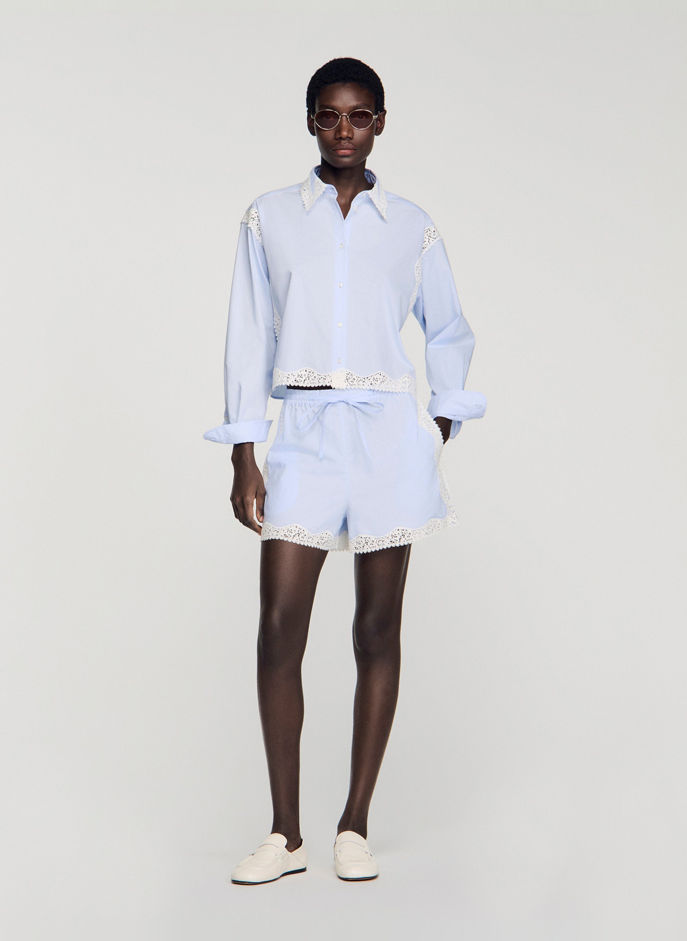 Cotton shirt with classic collar SANDRO Blue