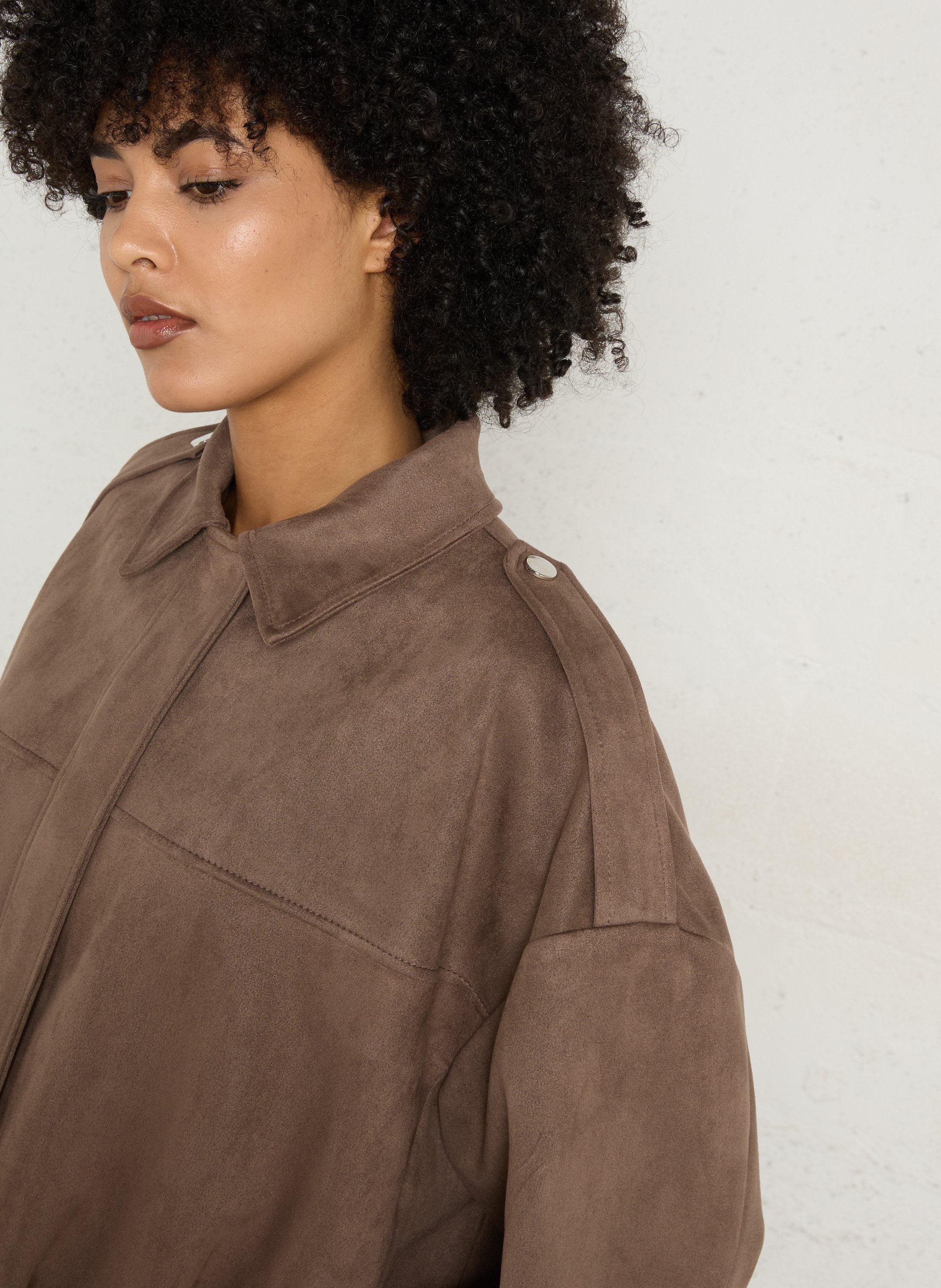 Oversized jacket with tailored collar PLEASE Beige