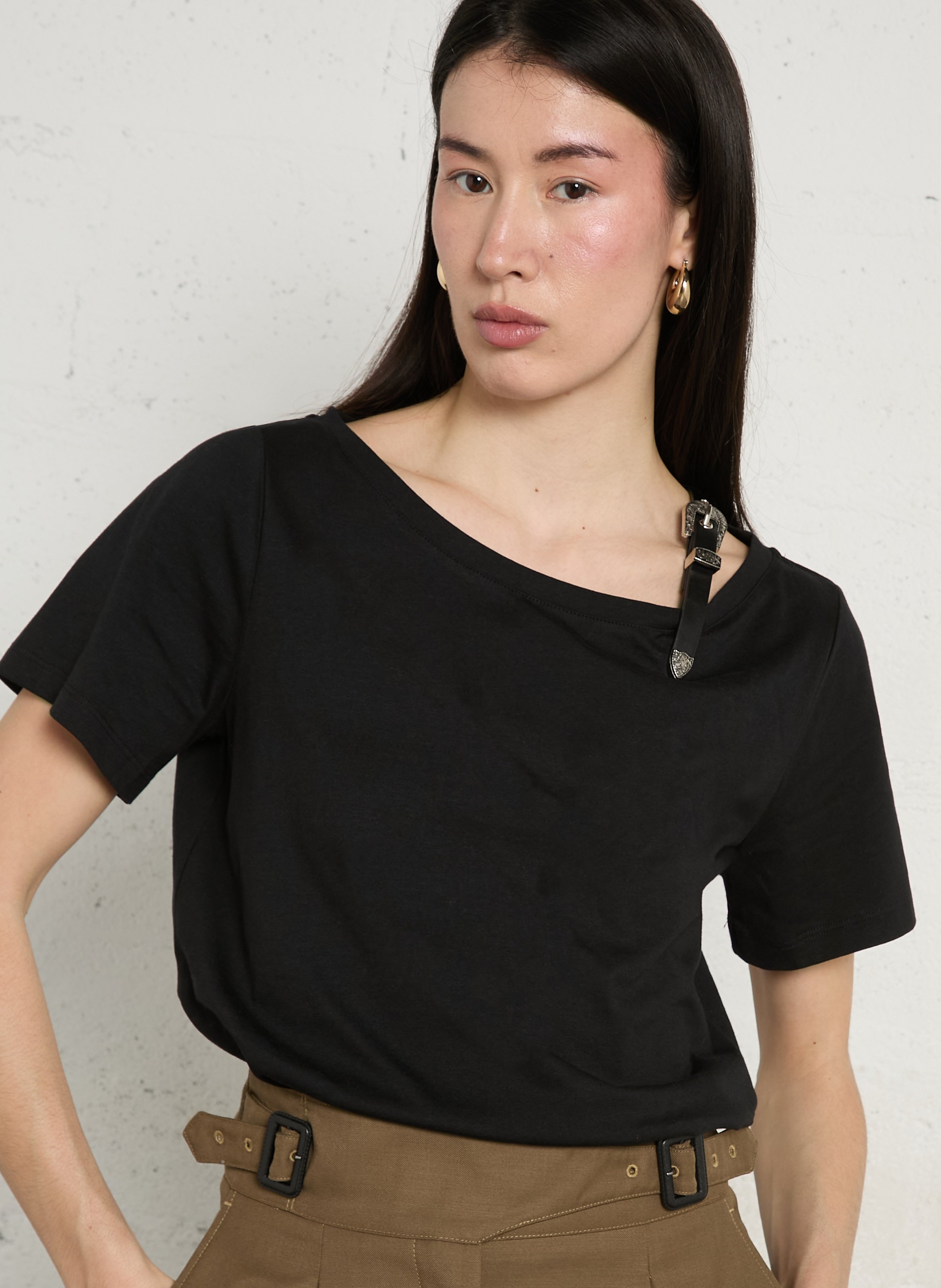 T-shirt met boothals in katoen BERENICE Zwart