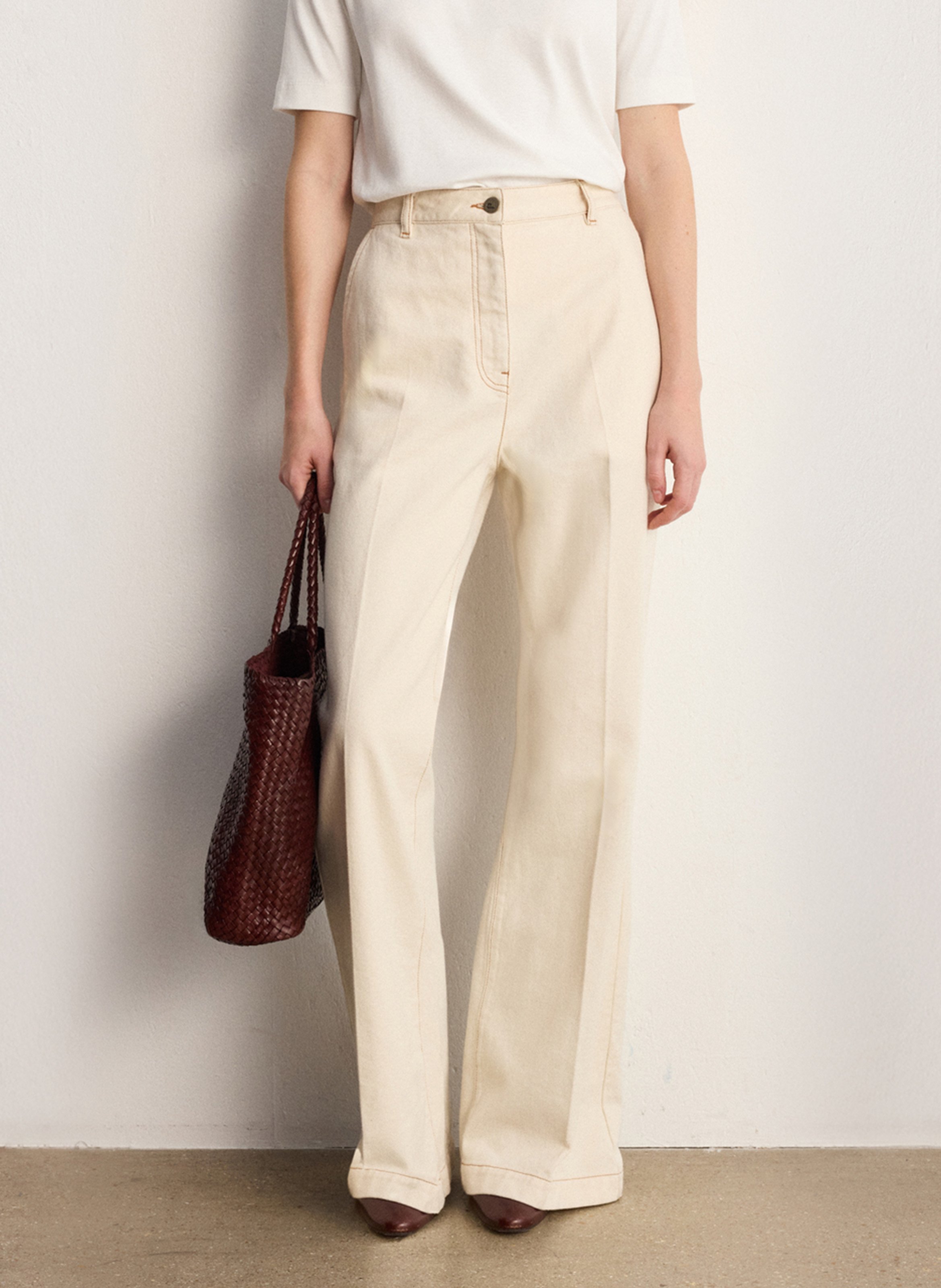 Jean droit en coton PABLO Beige