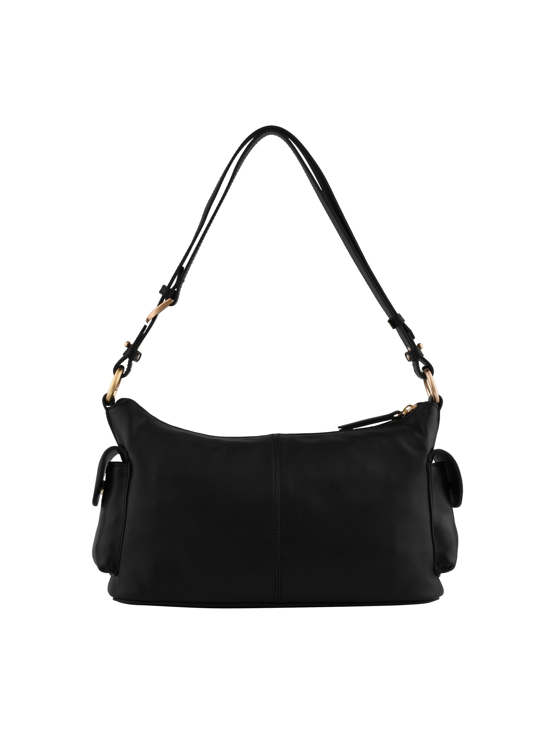 Calfskin leather shoulder bag POURCHET Black