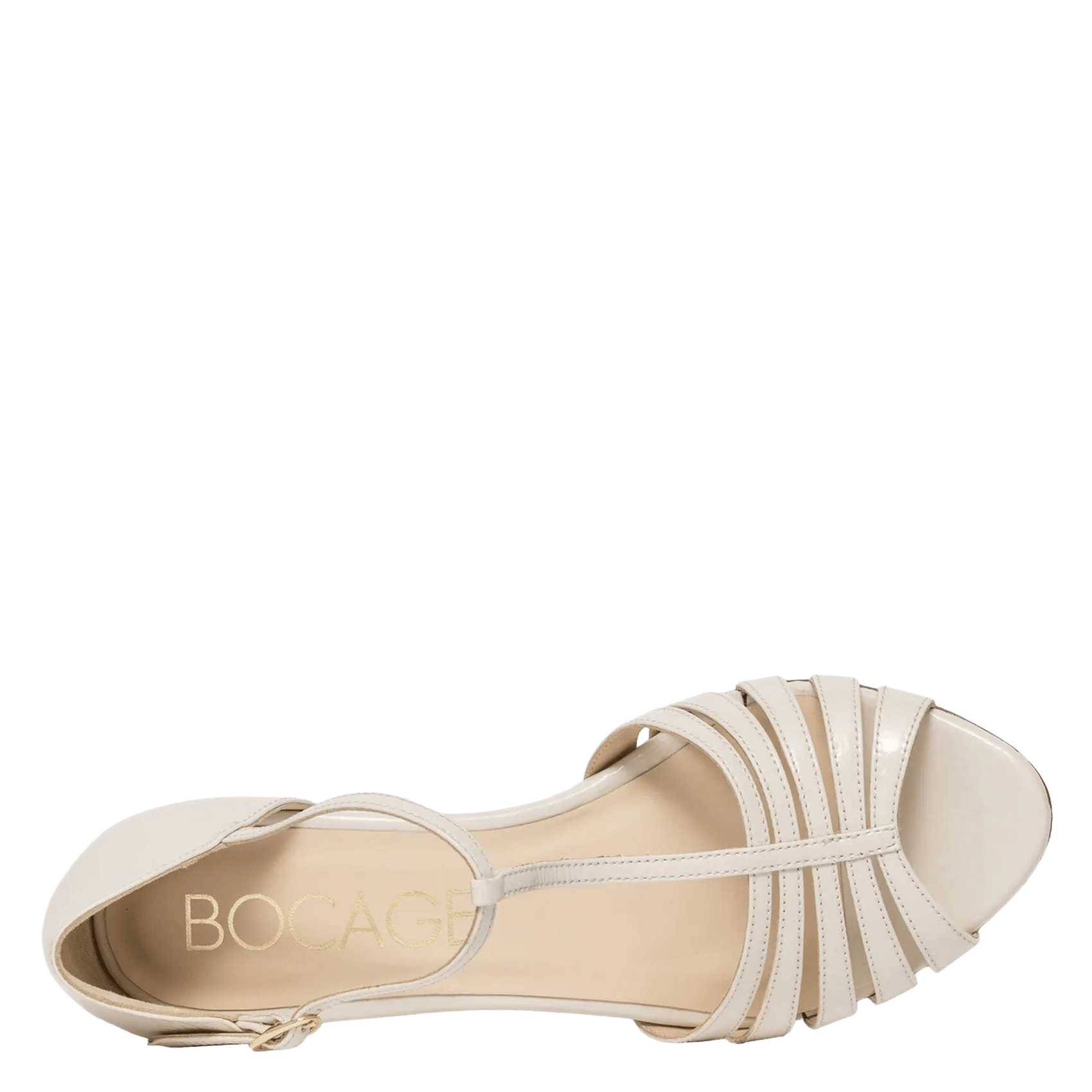 Glanzende, leren sandalen met hak BOCAGE Wit