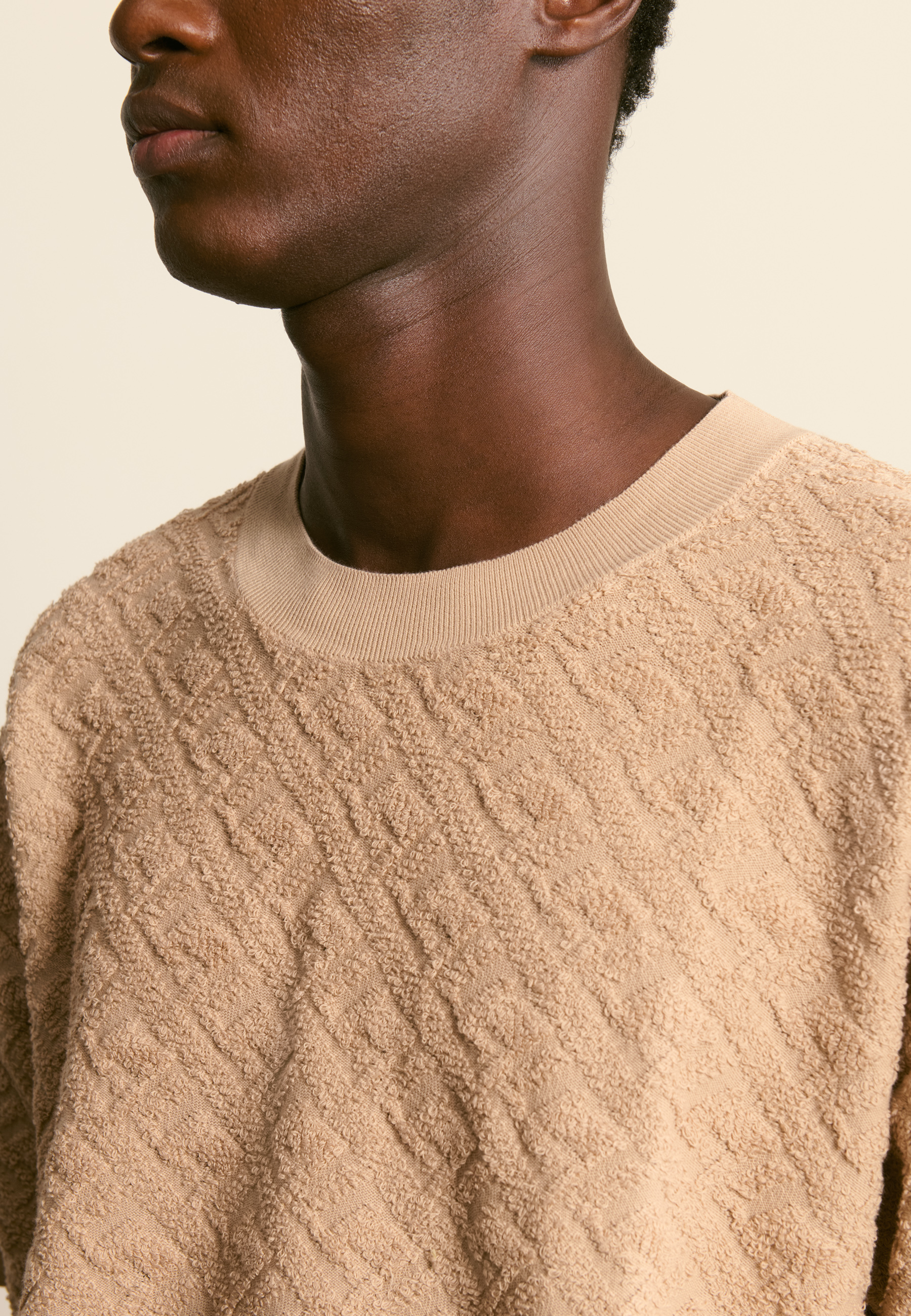 T-shirt en coton texturé MAISON MONTAGUT Marron