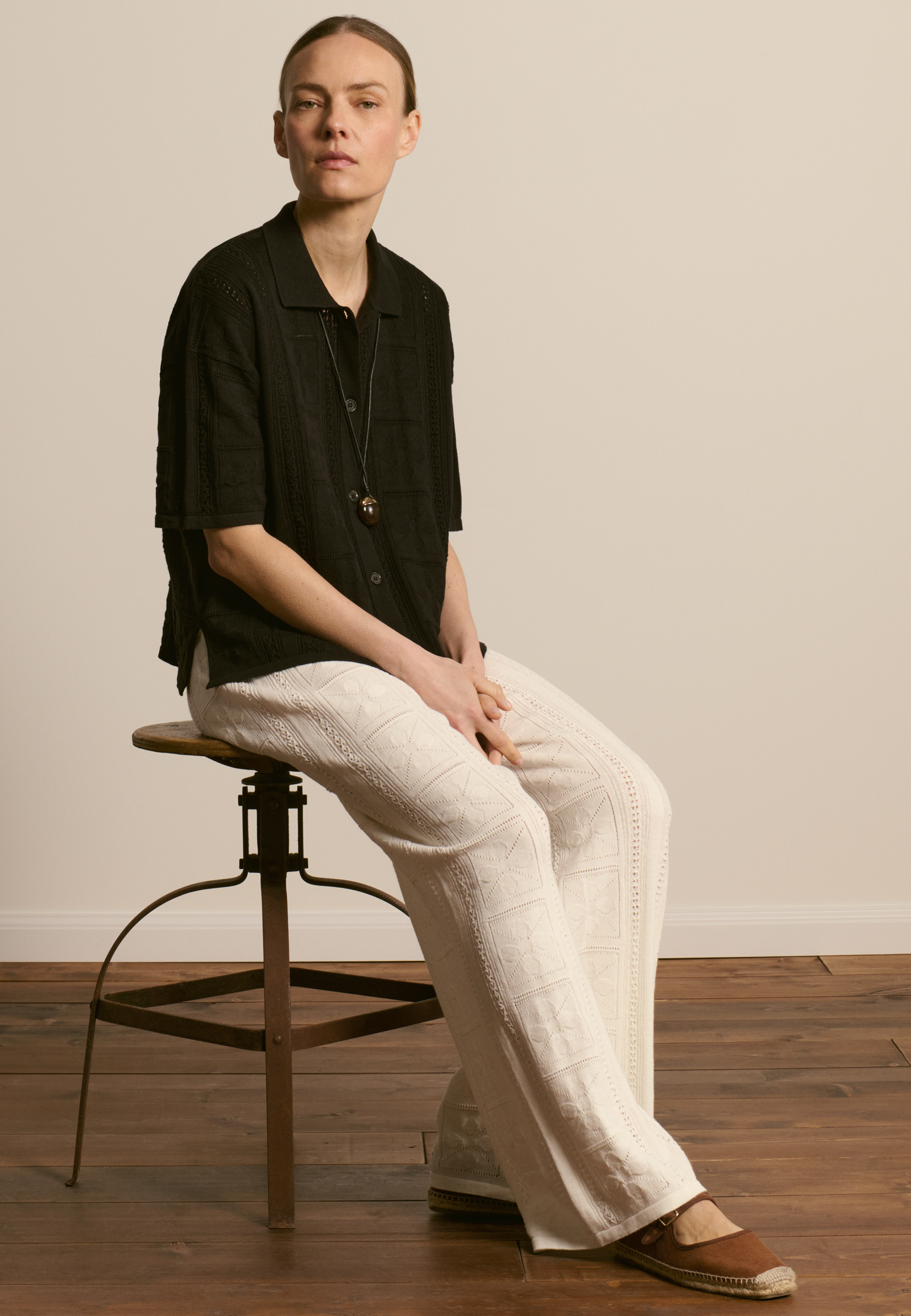 Chemise en coton ajouré MAISON MONTAGUT Noir