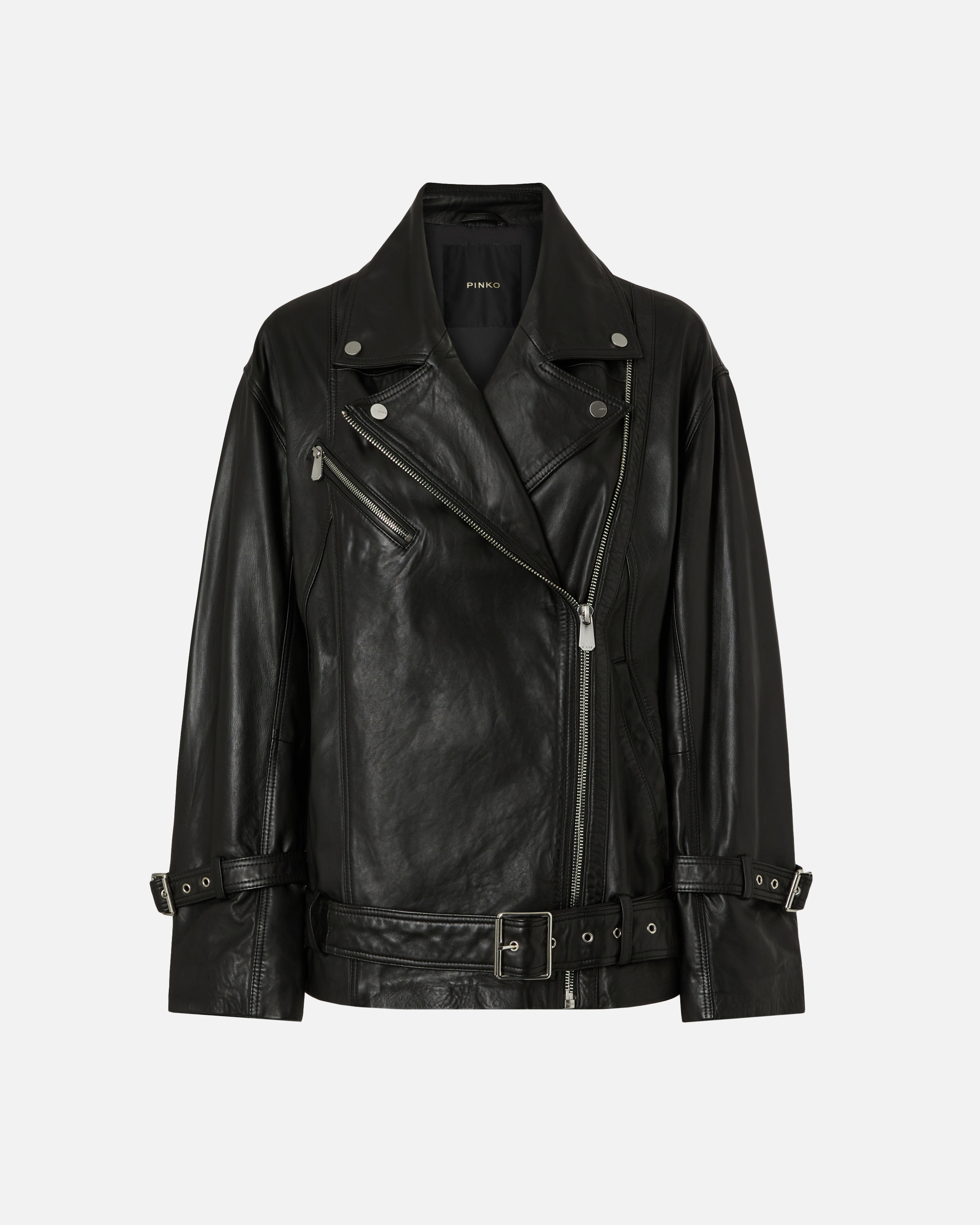 Blouson de motard en cuir PINKO Noir