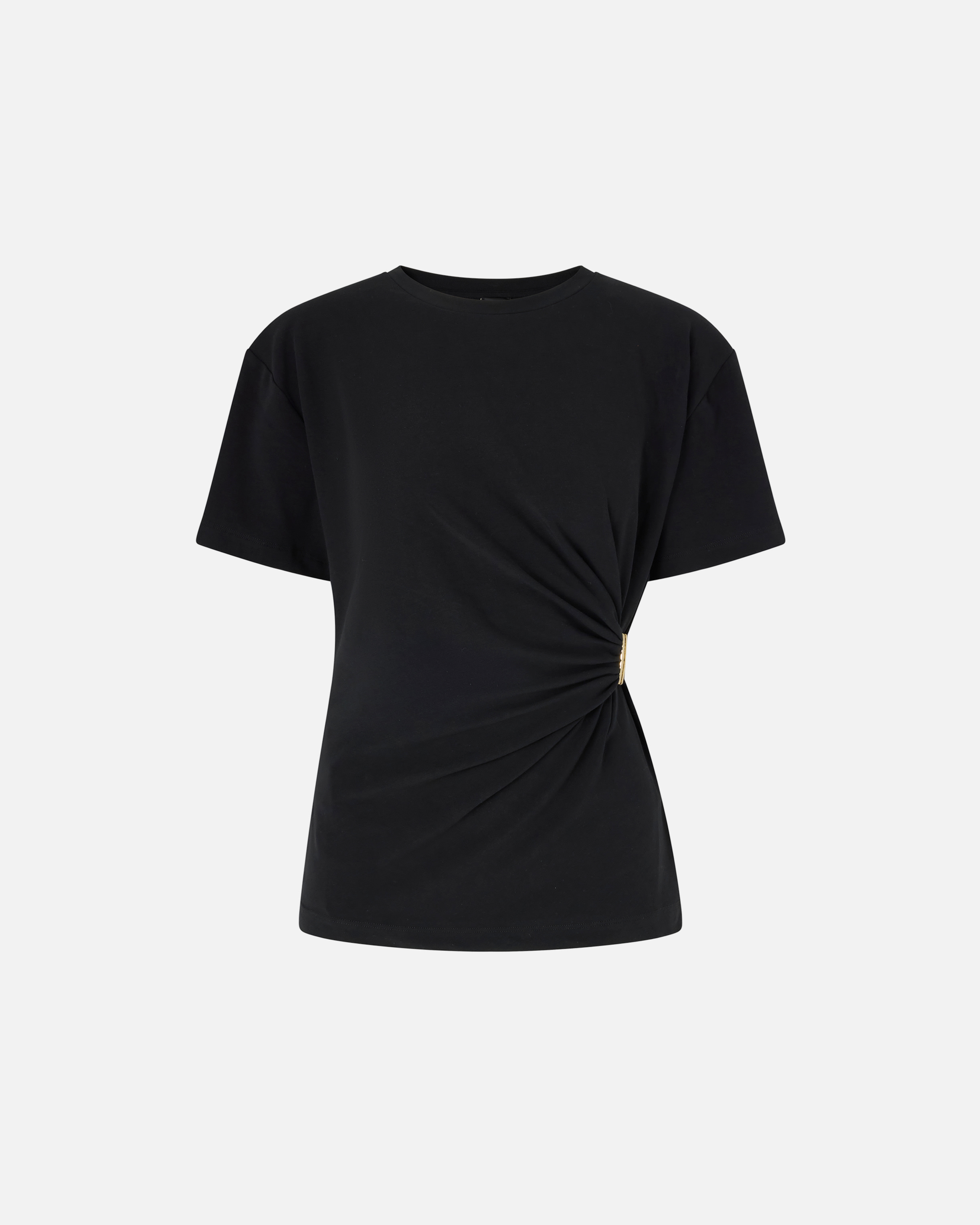 T-shirt with draping and golden detail Black