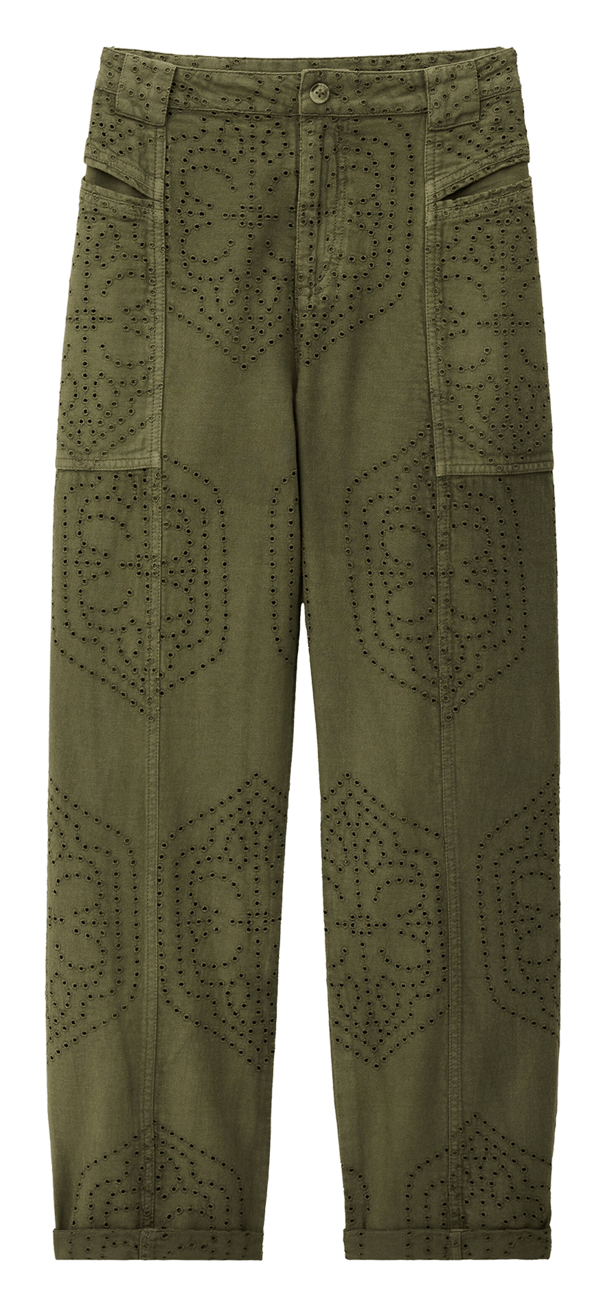 Pantalon droit en coton BA&SH Kaki