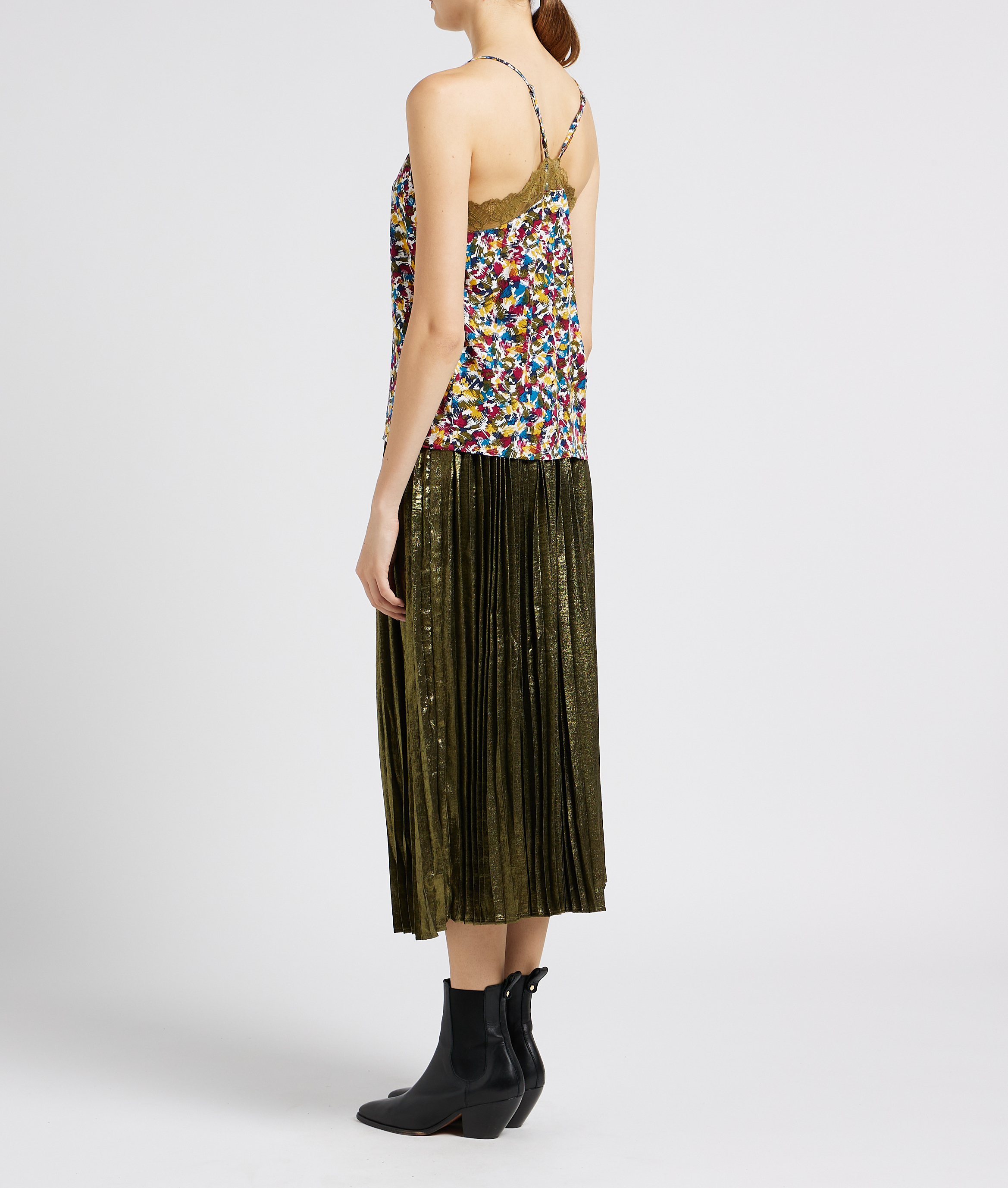 Top met print en V-hals VILA Grijs