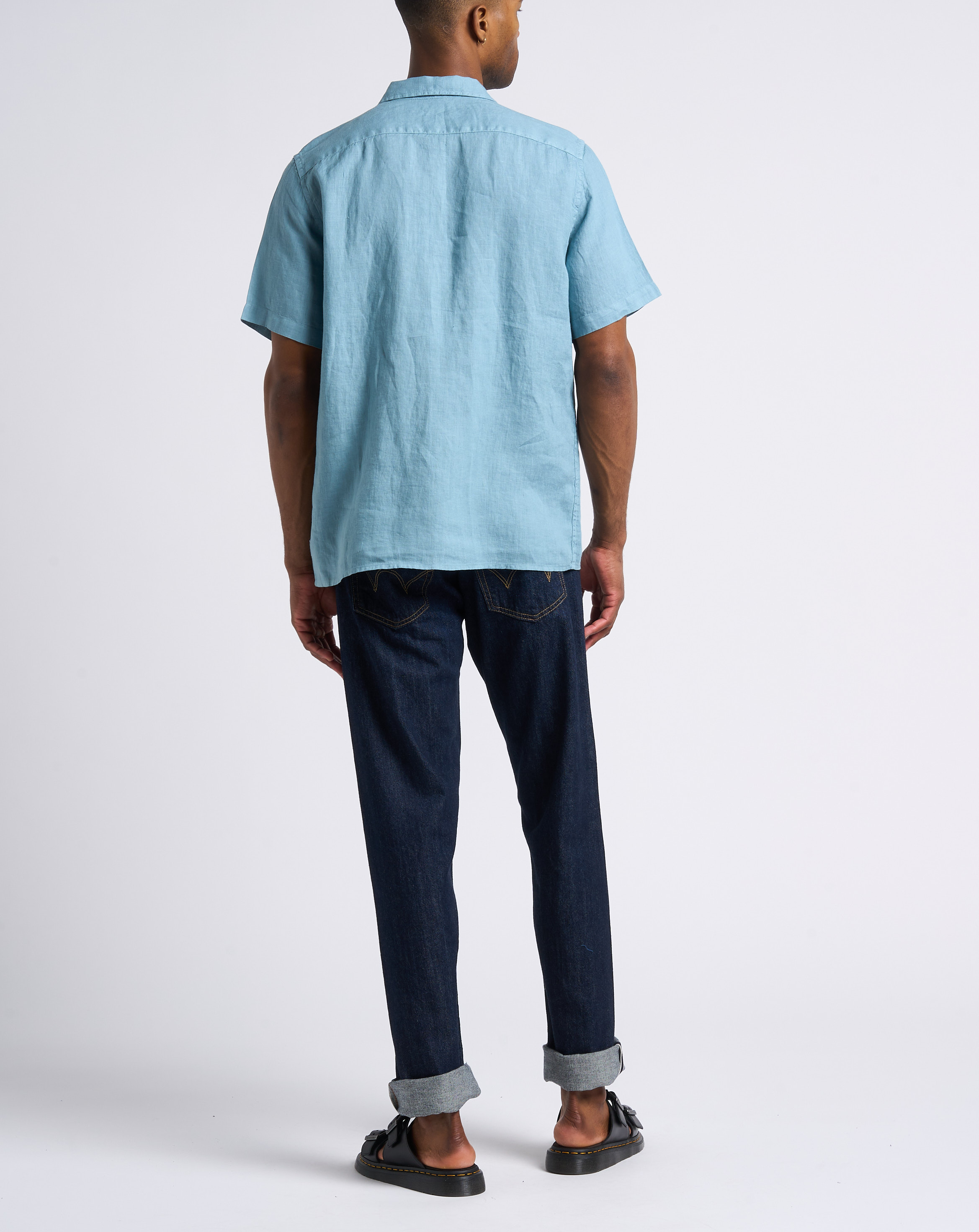 Straight linen shirt with Cuban collar PAUL SMITH Blue