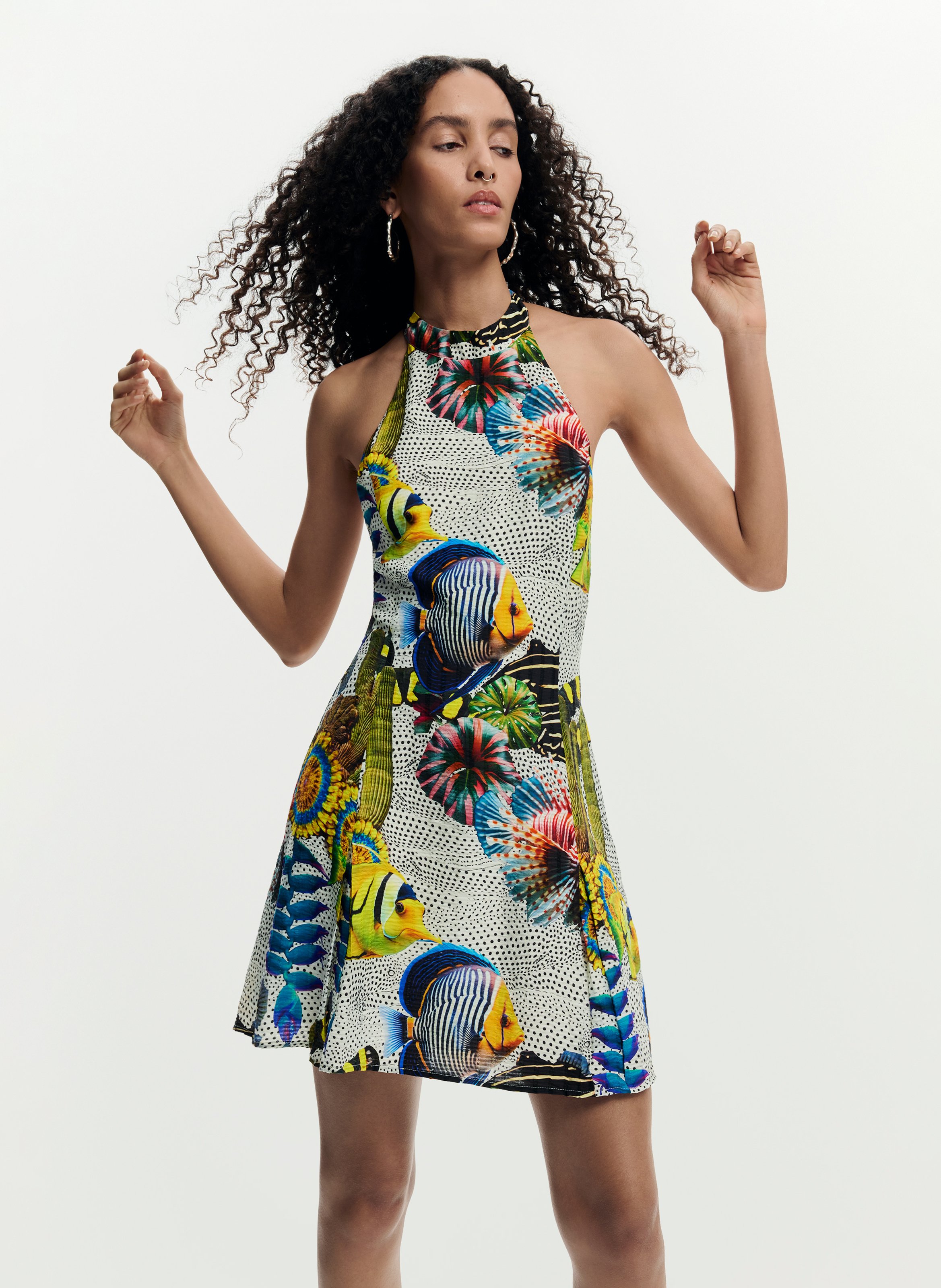 Robe courte sans manches imprimée DESIGUAL Blanc