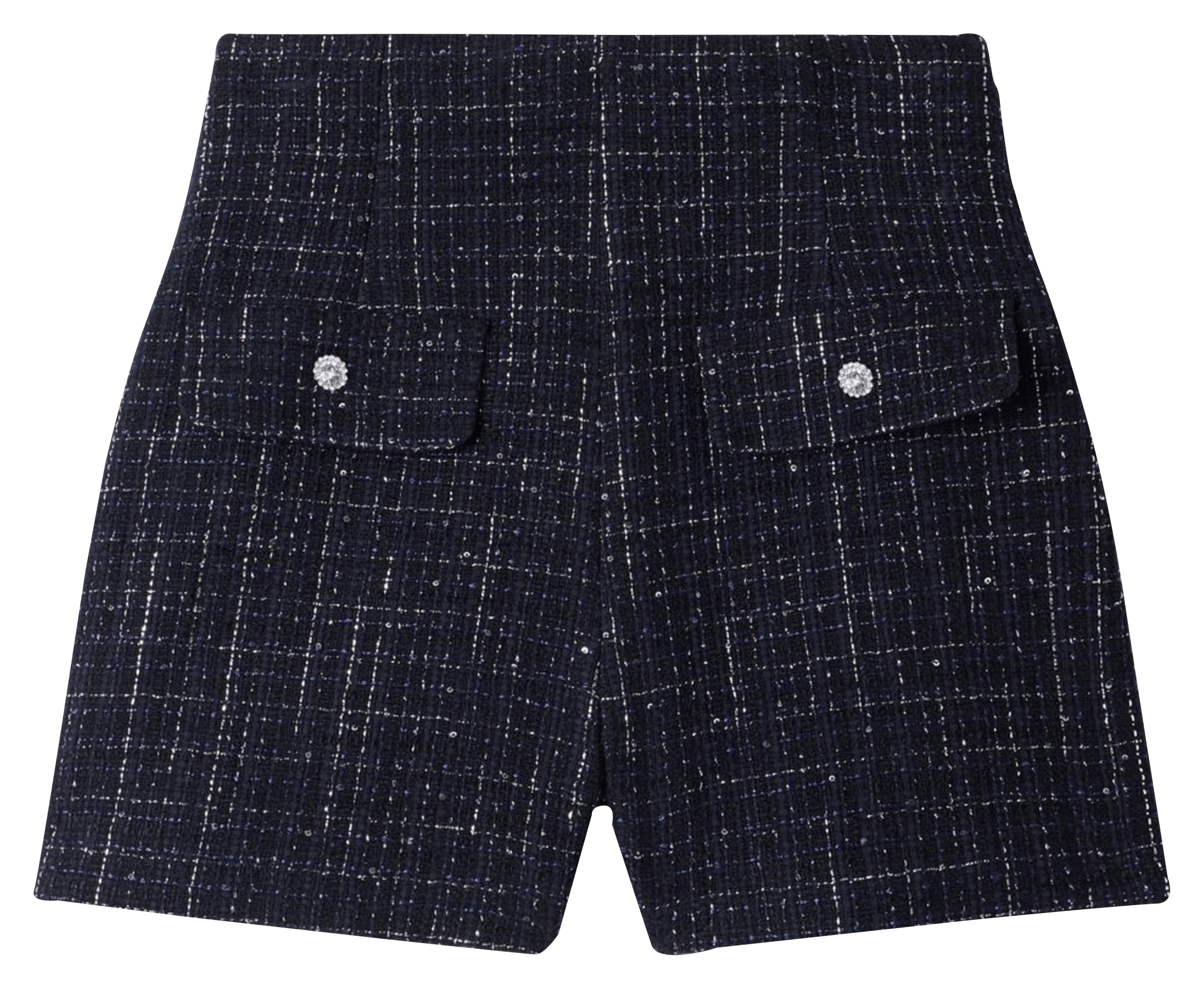 Gerade geschnittener High-Waist-Rock aus Tweed SANDRO Blau