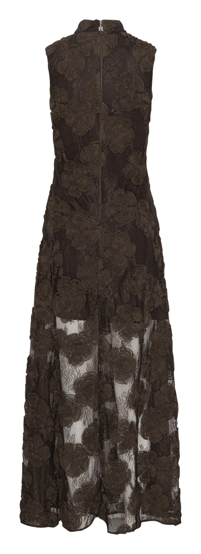 Langes Spitzenkleid ROTATE Braun