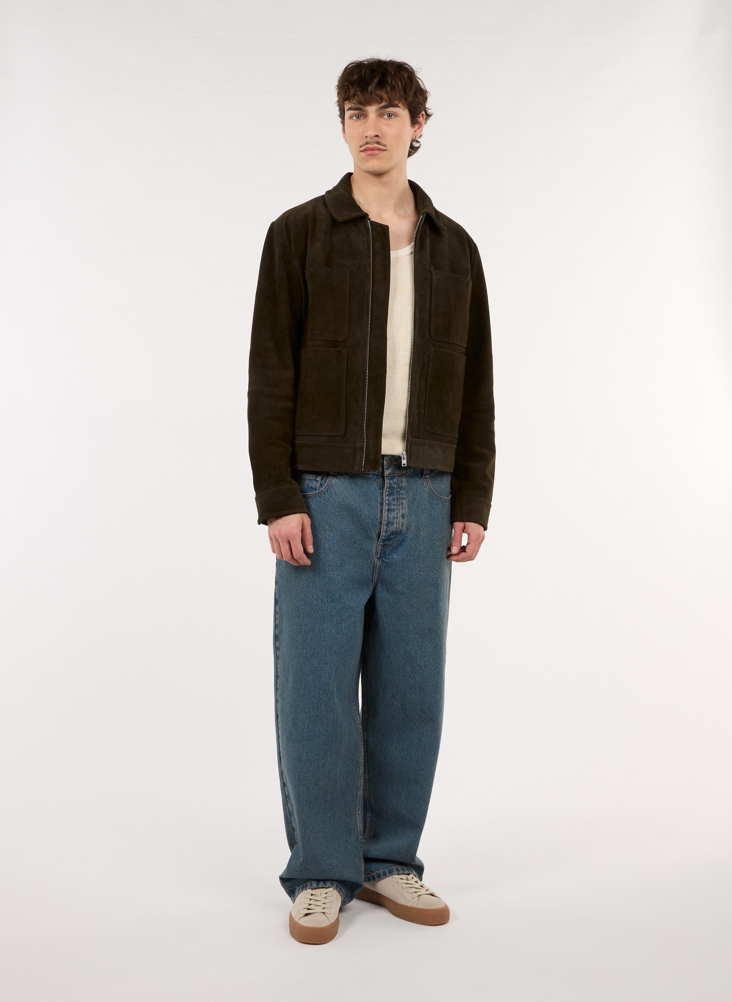 Gerade Lederjacke mit klassischem Kragen SAISON 1865 Braun