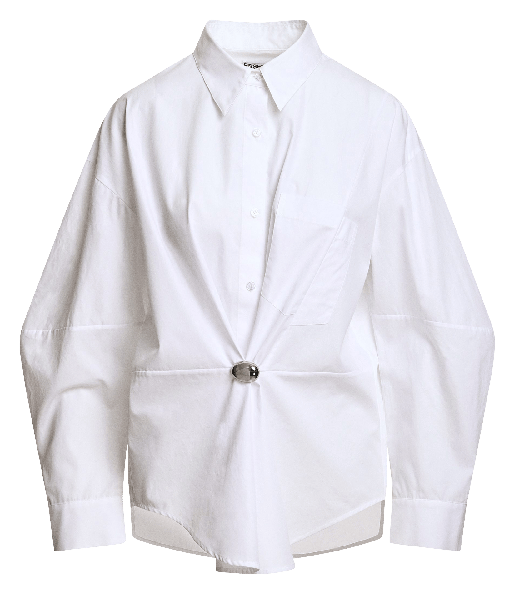 Gerade geschnittene Bluse aus Bio-Baumwolle mit Streifen ESSENTIEL ANTWERP Weiss