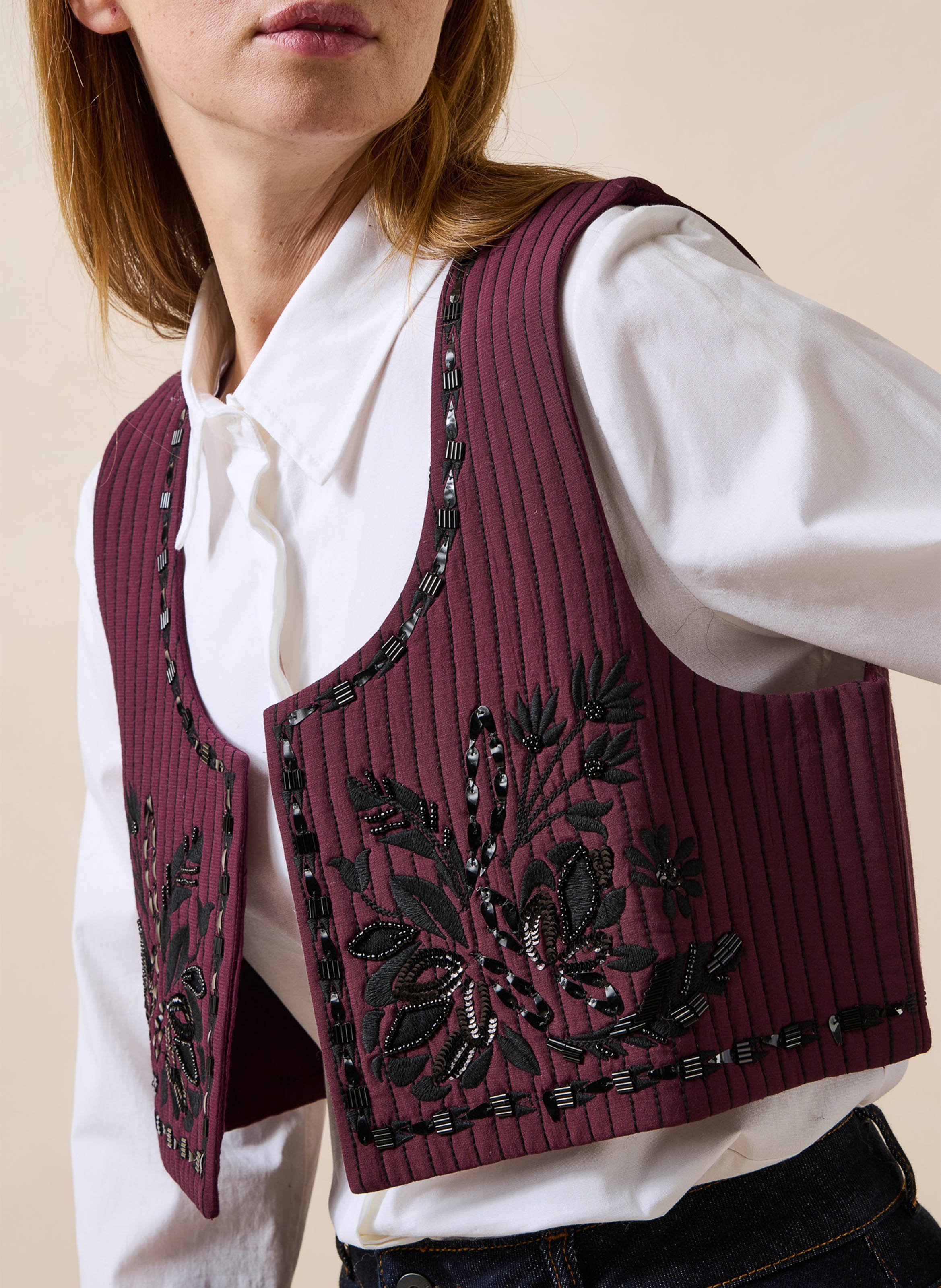 Veste courte sans manches brodée LA FEE MARABOUTEE Multicolore