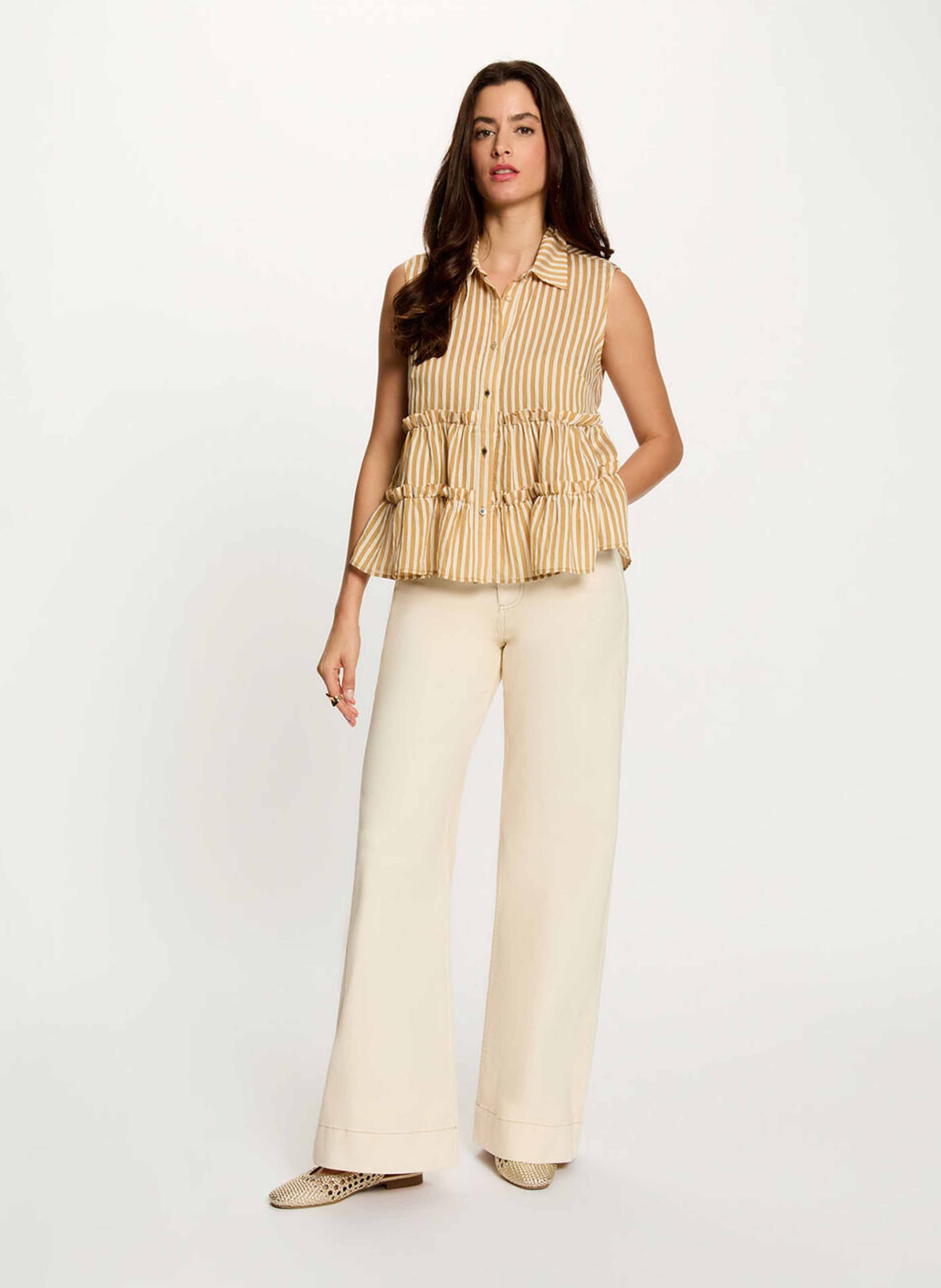 Cotton-blend flared jeans MORGAN Beige