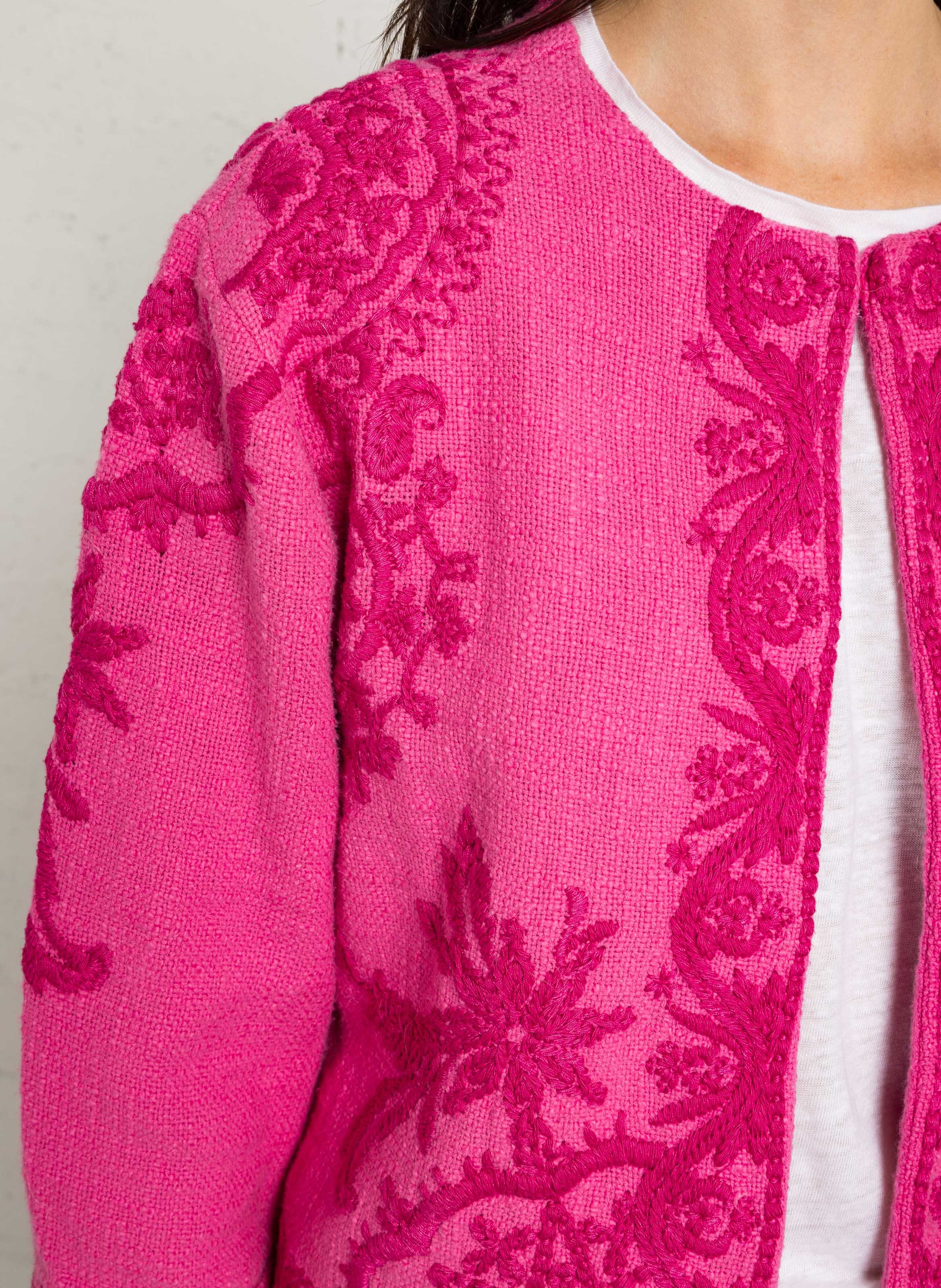 Veste courte droite brodée MAISON 123 Rose