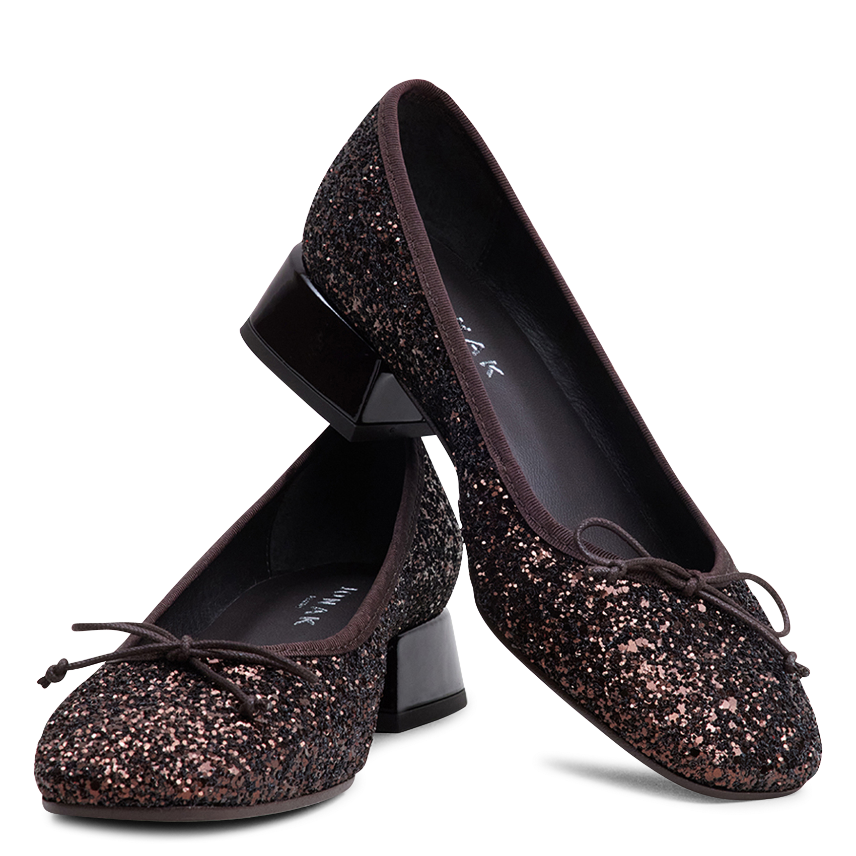 Glitter ballerinas with heels JONAK Brown