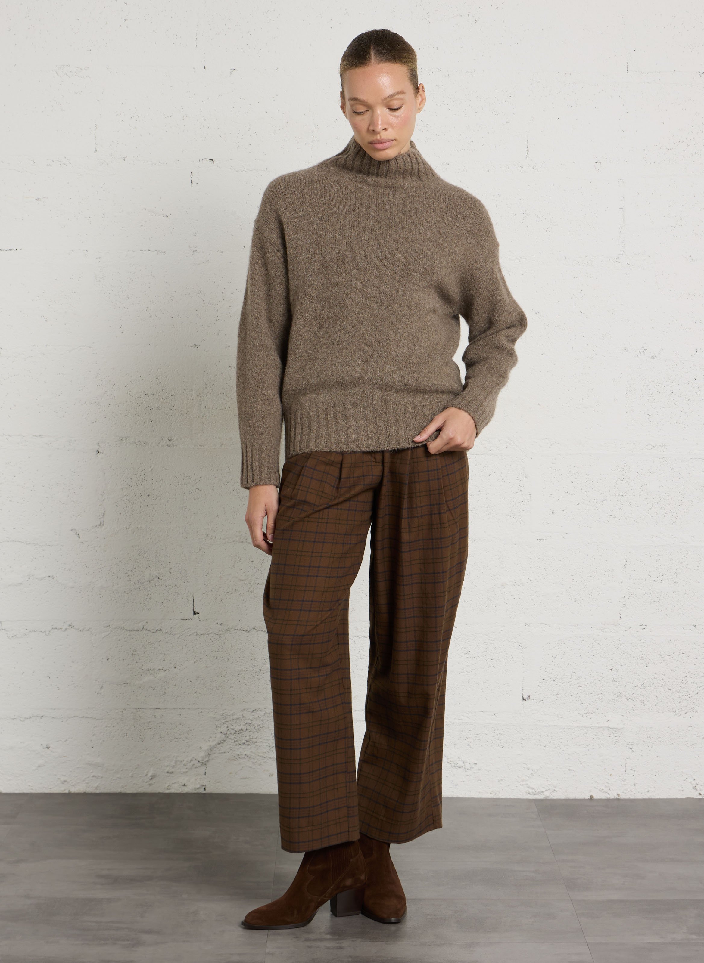 High-neck sweater in blended yak and alpaca JC SOPHIE Beige
