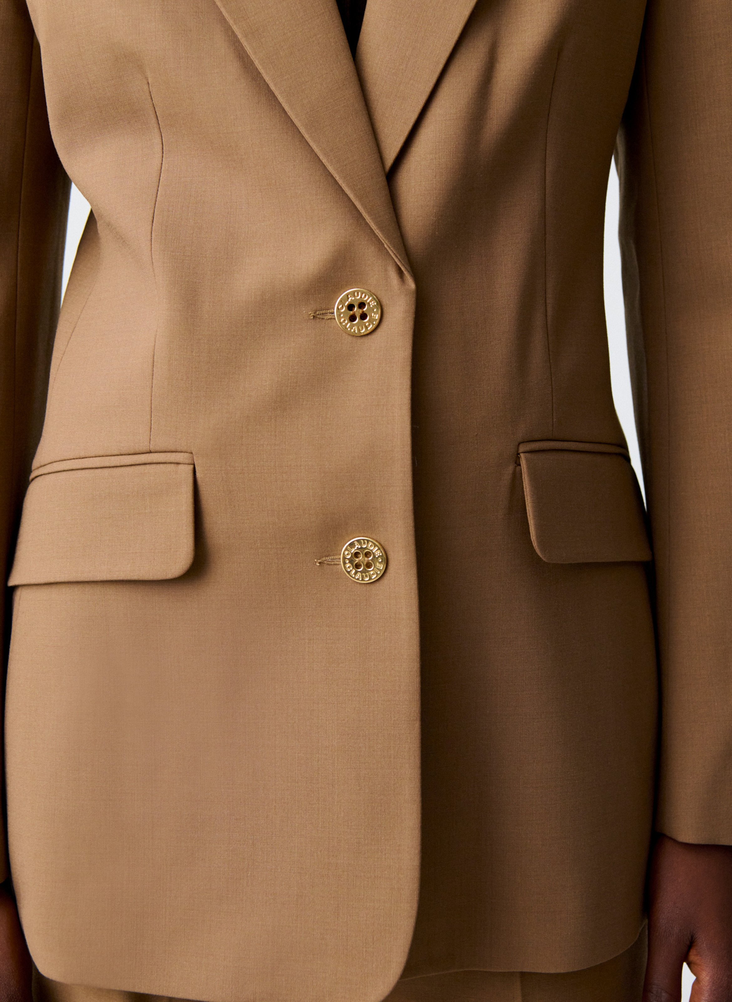 Veste blazer en laine mélangée CLAUDIE PIERLOT Beige
