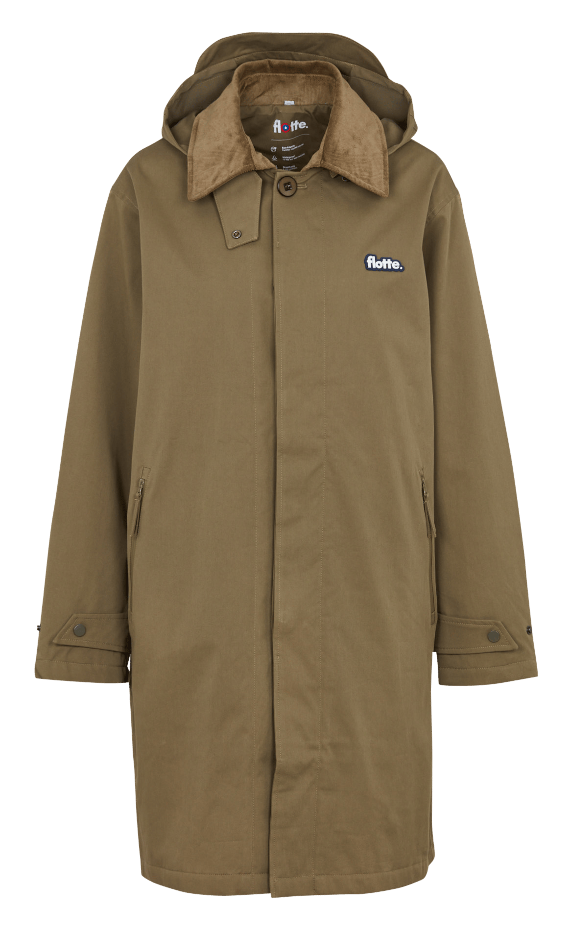 Straight cotton-blend raincoat FLOTTE Khaki