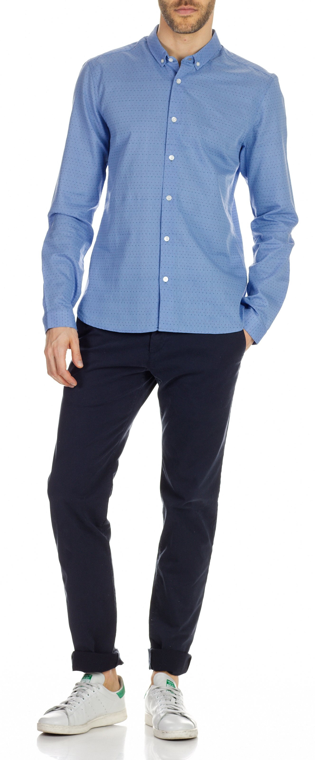 Stretch cotton slim chinos Blue