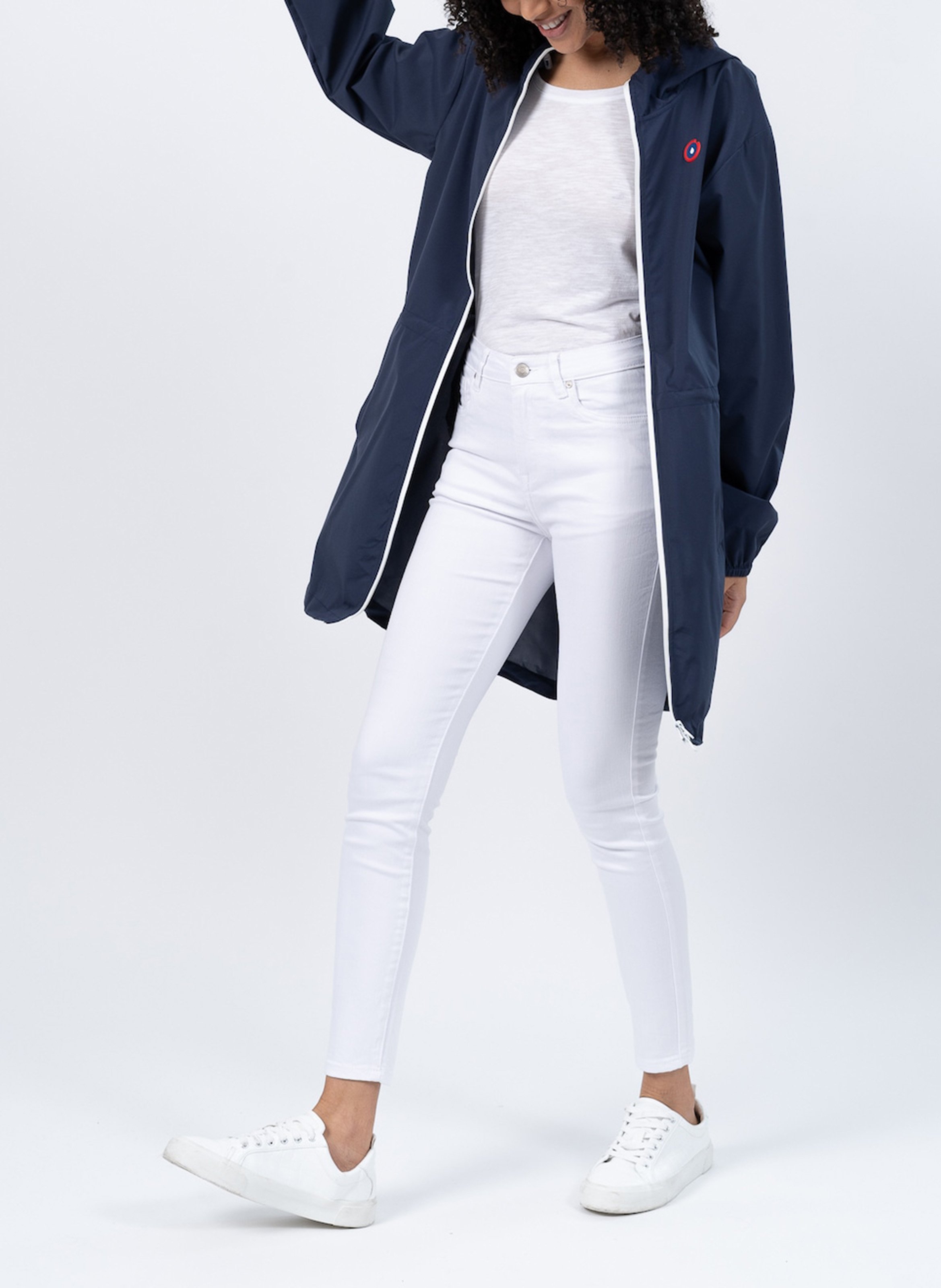 Imperméable long à capuche convertible  FLOTTE Bleu