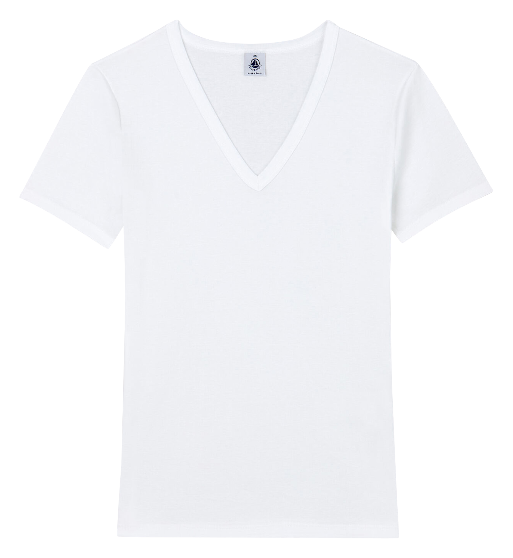 Tee-shirt col V en coton PETIT BATEAU Blanc