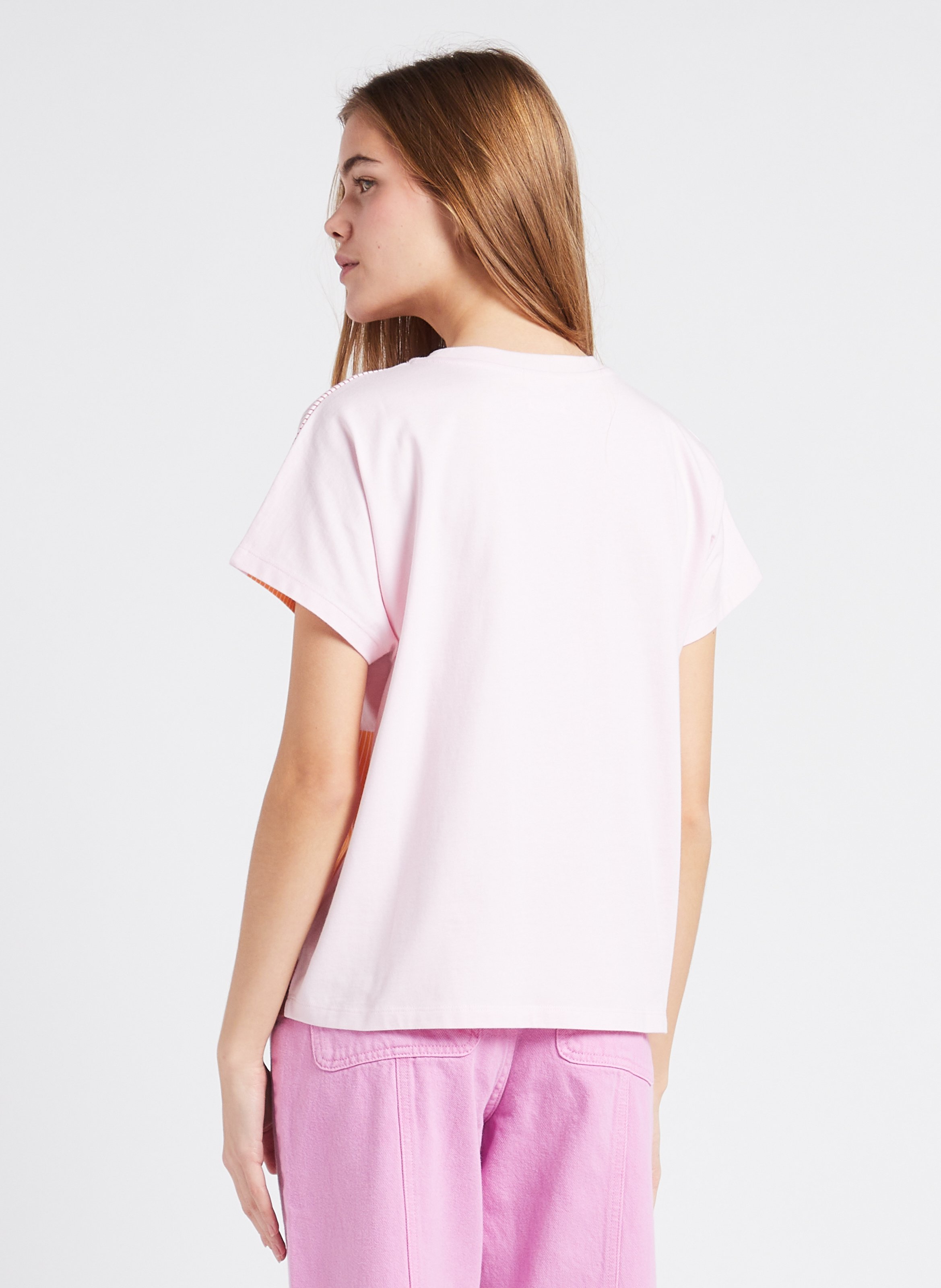 Tee-shirt ample à imprimé graphique en coton bio INDEE Rose