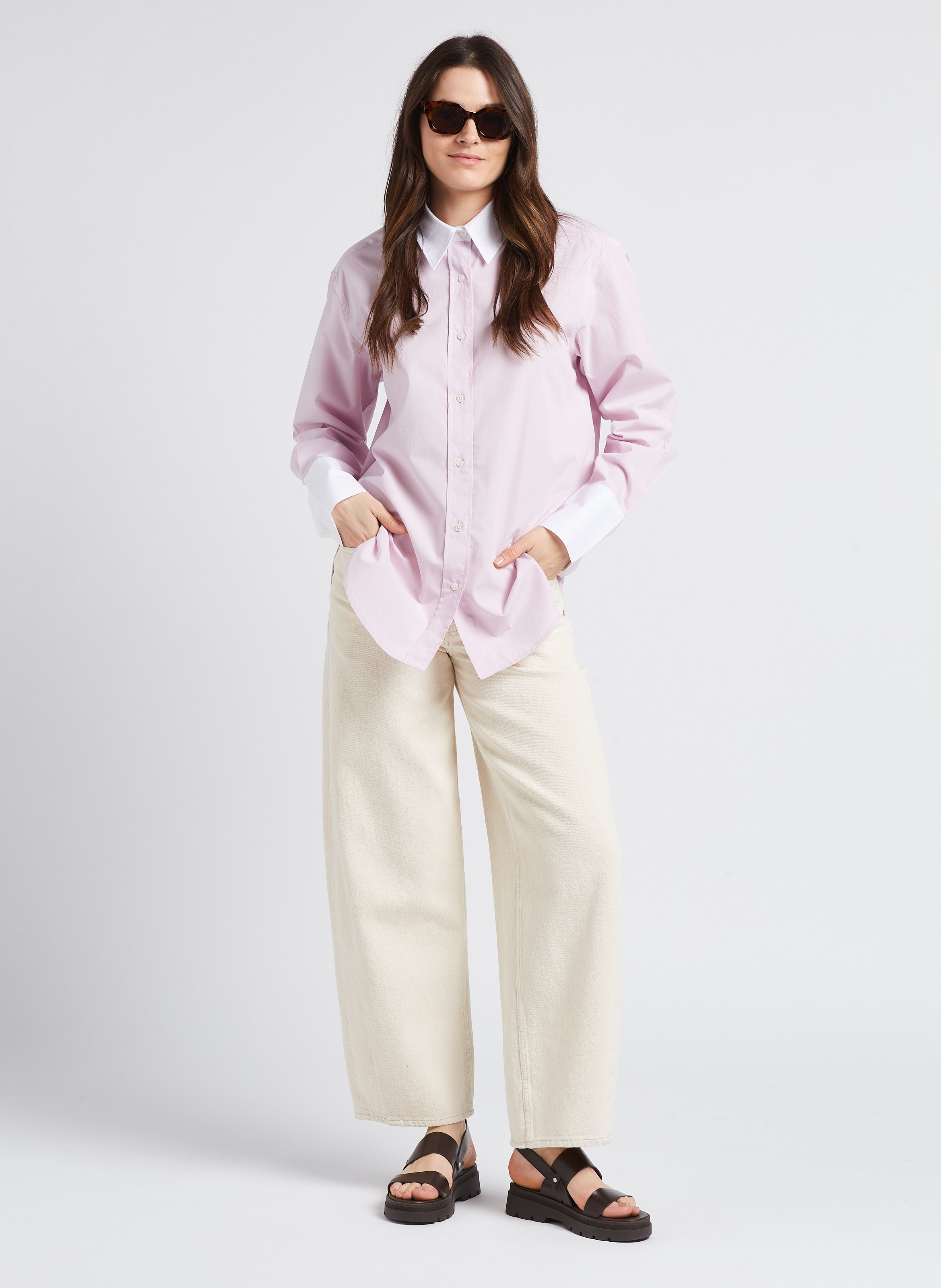 Organic cotton shirt with classic collar SAMSOE SAMSOE Purple