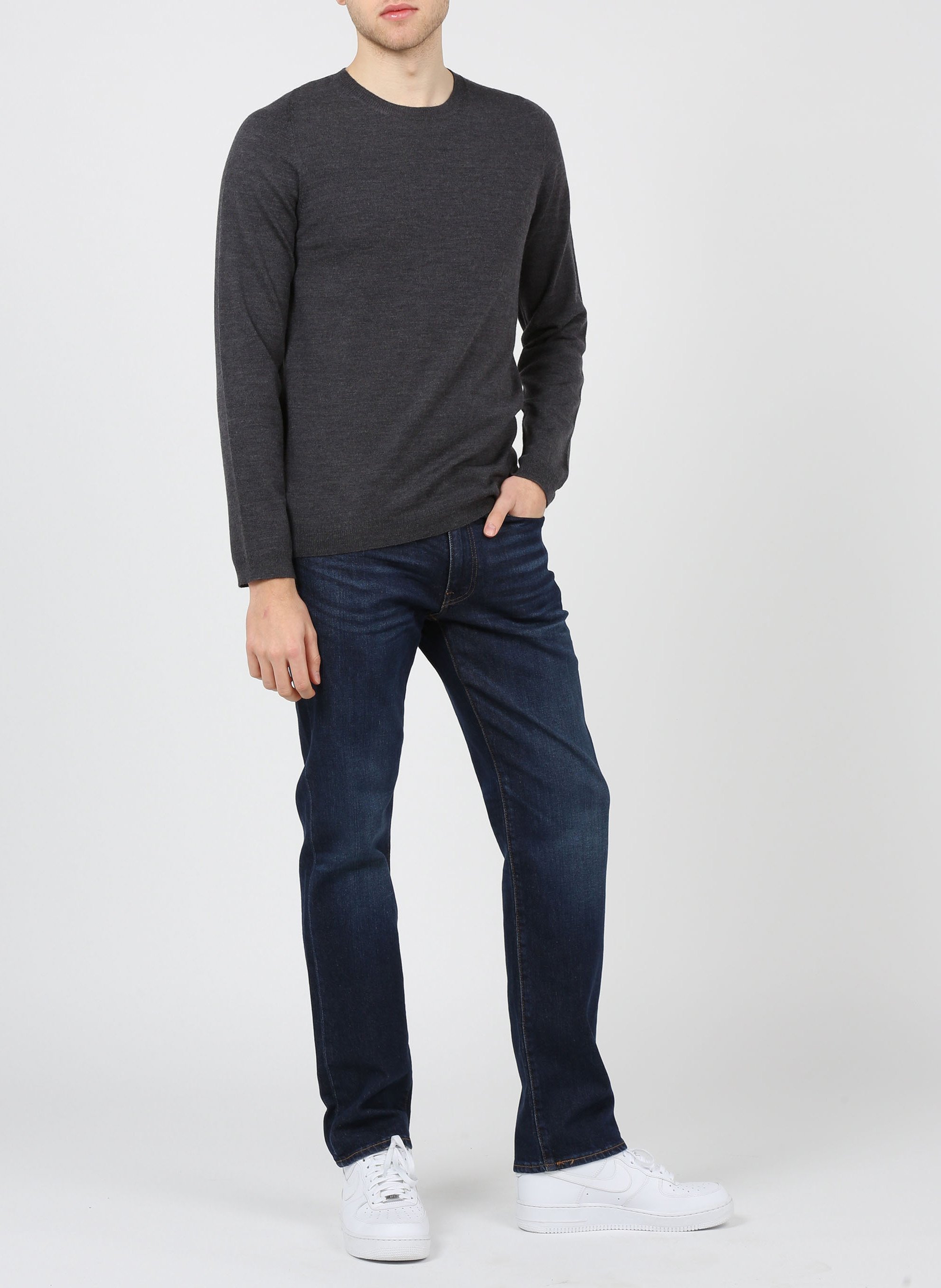 Rundhalspullover aus Wolle, Regular Fit AU PRINTEMPS PARIS Grau