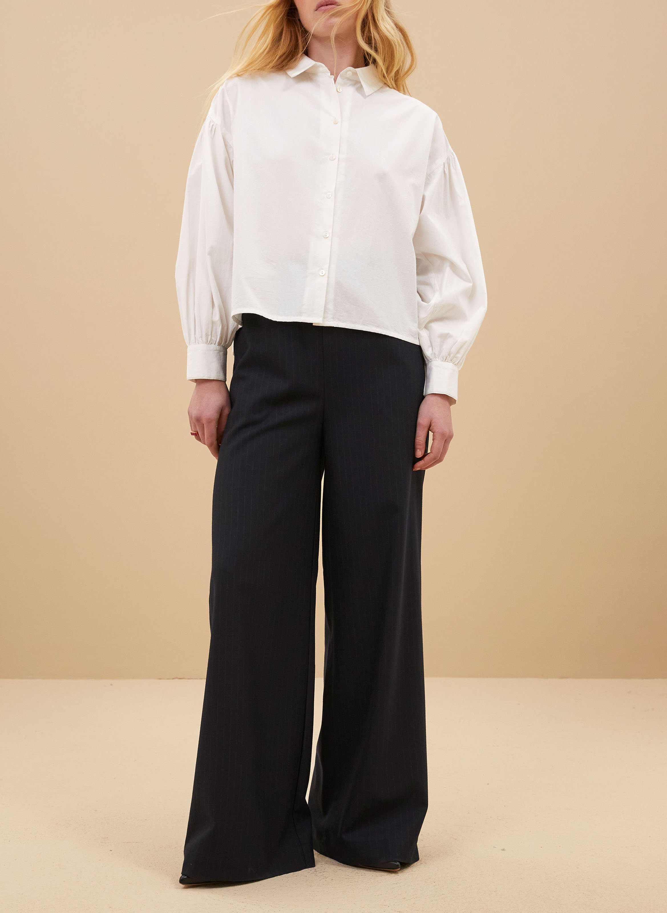 Oversized short cotton shirt BY BAR White