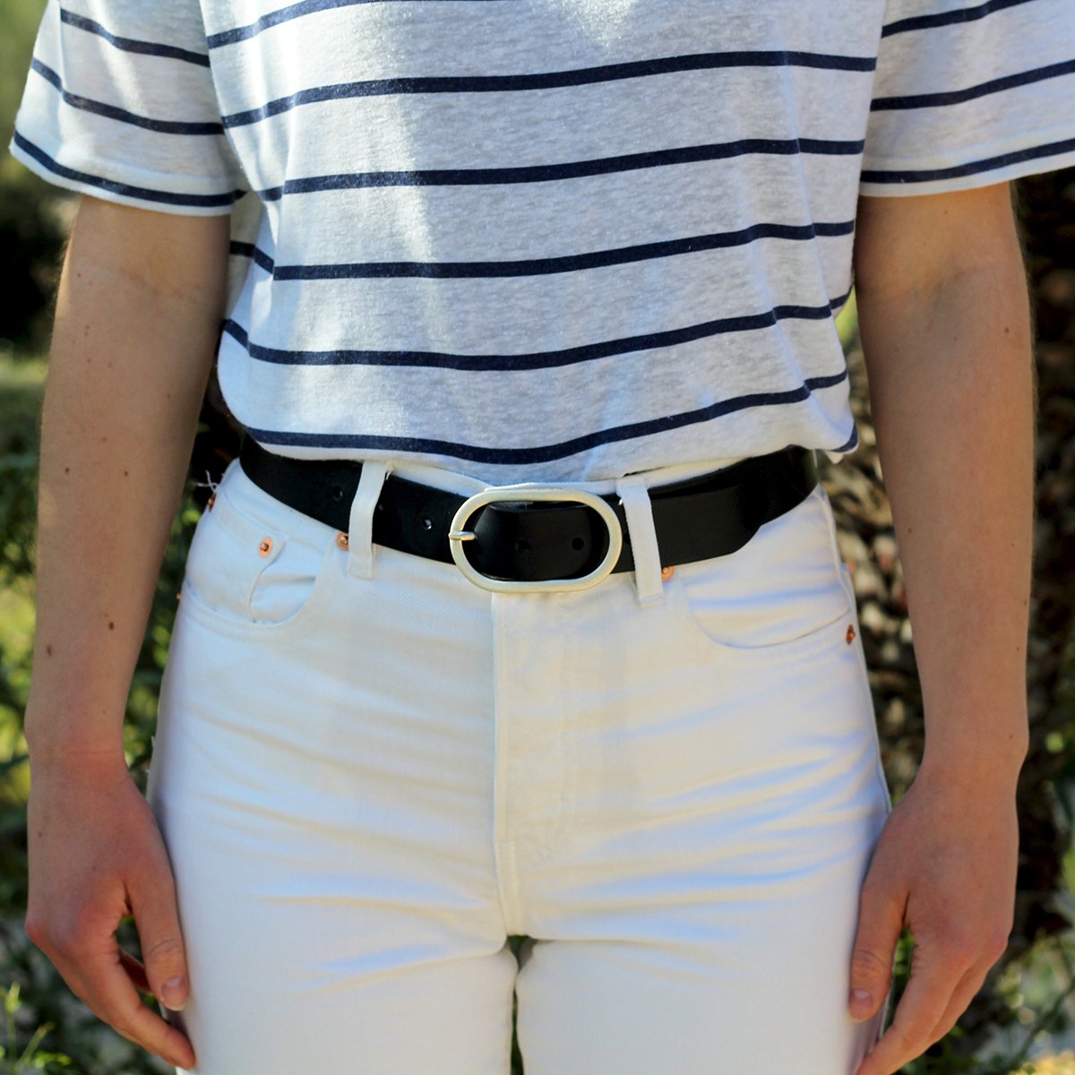 Ceinture large cuir lisse JULES & JENN Noir