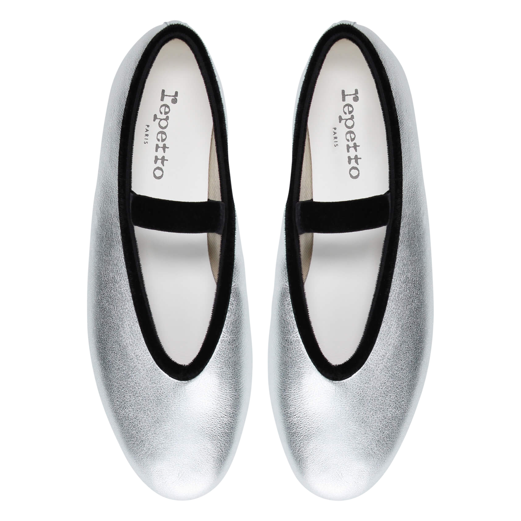 Metallic leather ballet pumps REPETTO Silver
