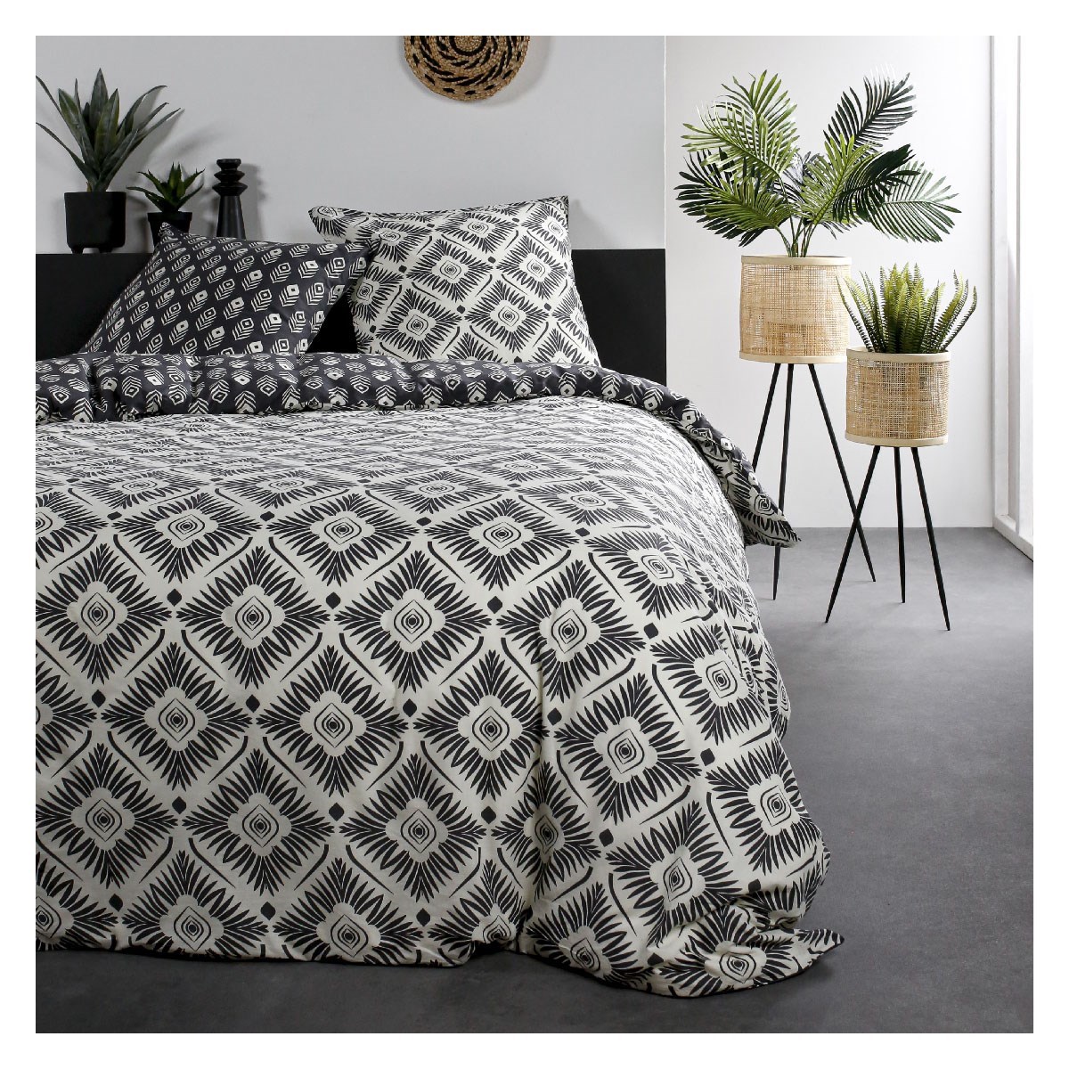 Printed cotton bedding set TODAY LINGE DE MAISON White