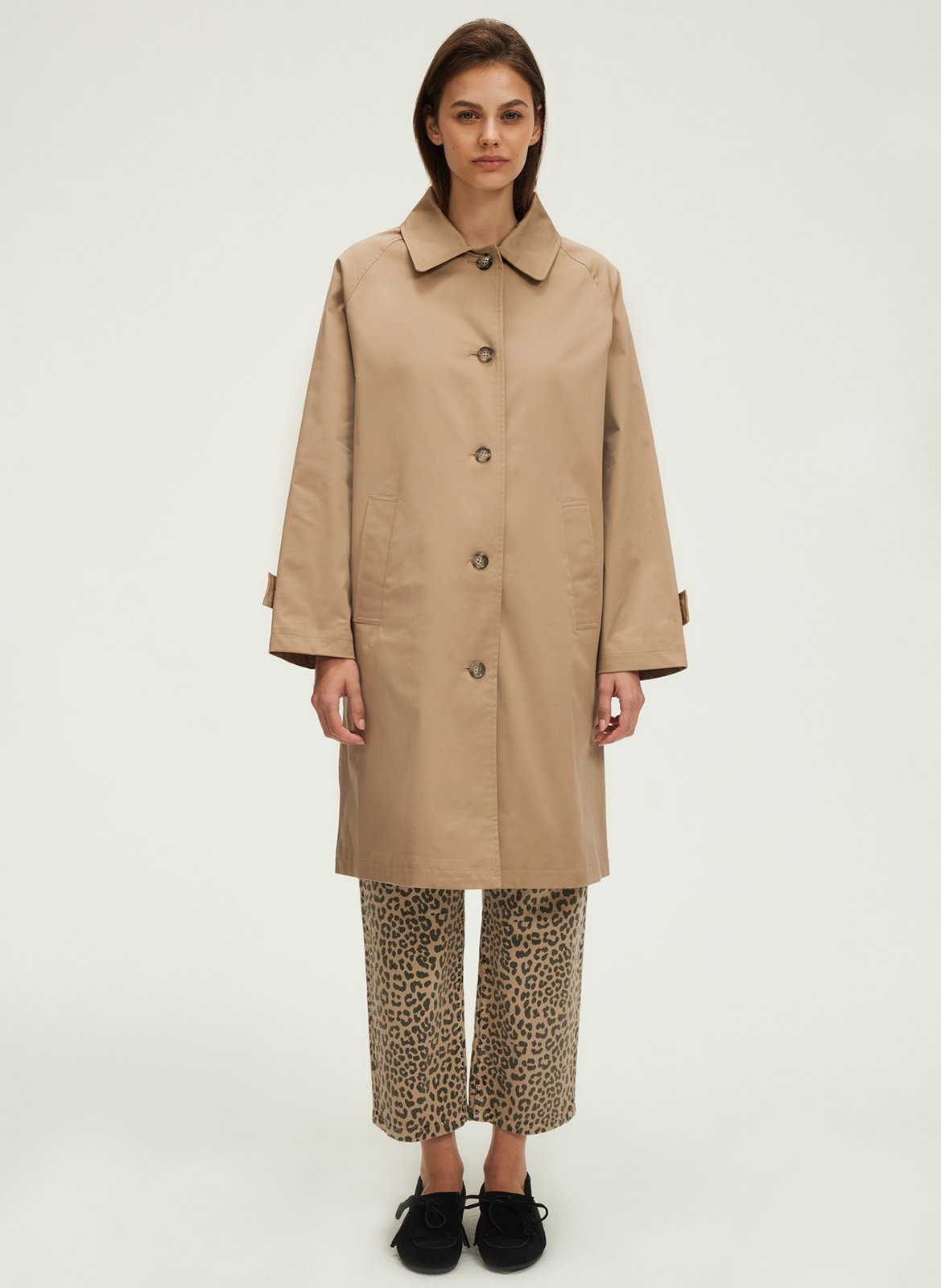 Trench met opstaande kraag van gemengd katoen PABLO Beige