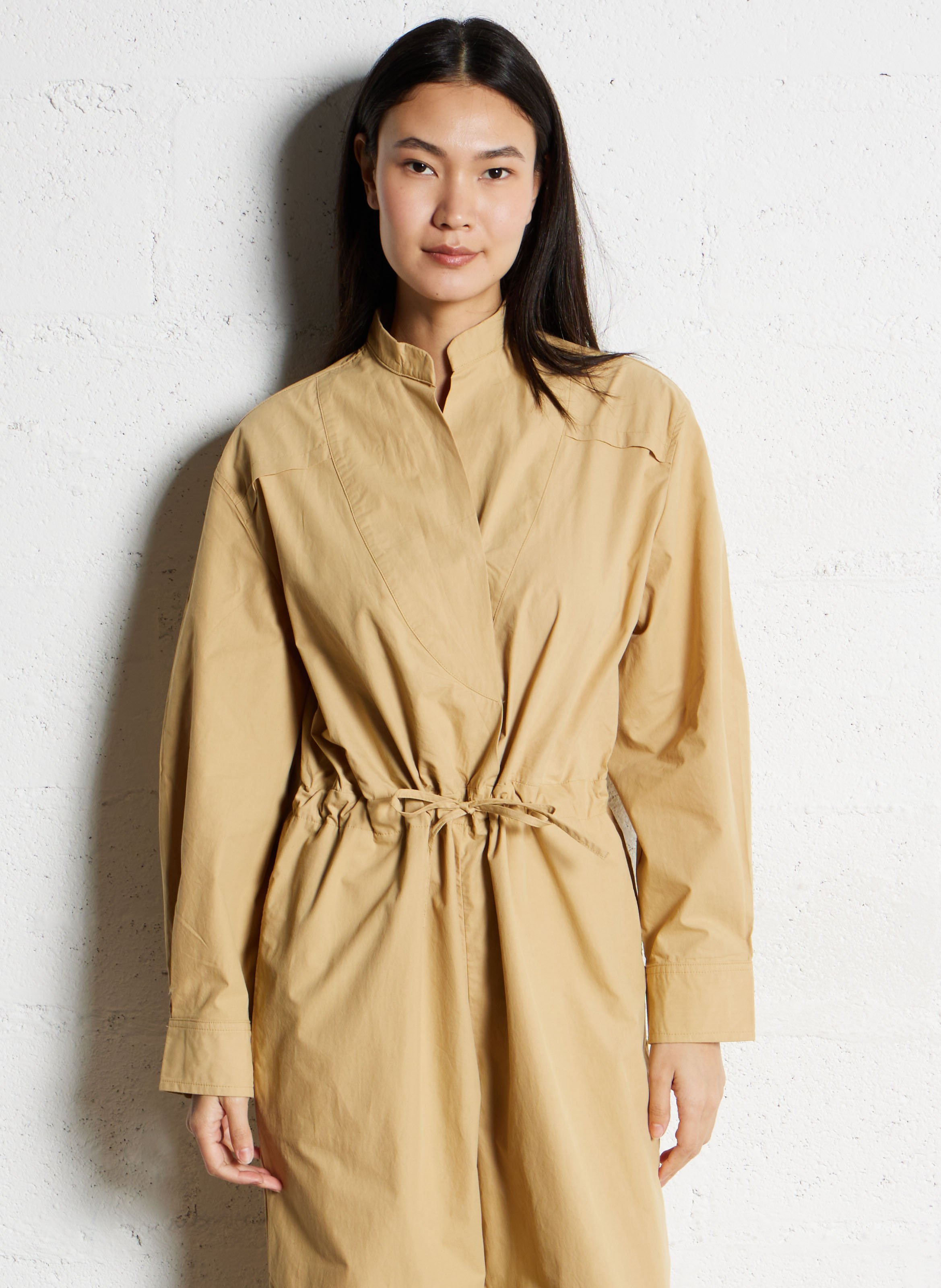 Jumpsuit with cotton bib collar MARGAUX LONNBERG Yellow