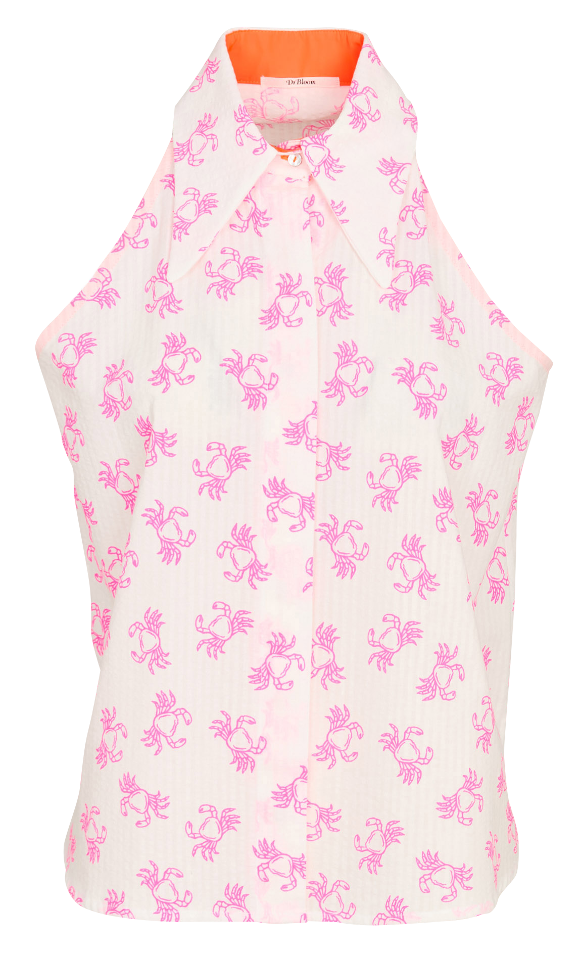 Top col classique imprimé en coton DR BLOOM Rose