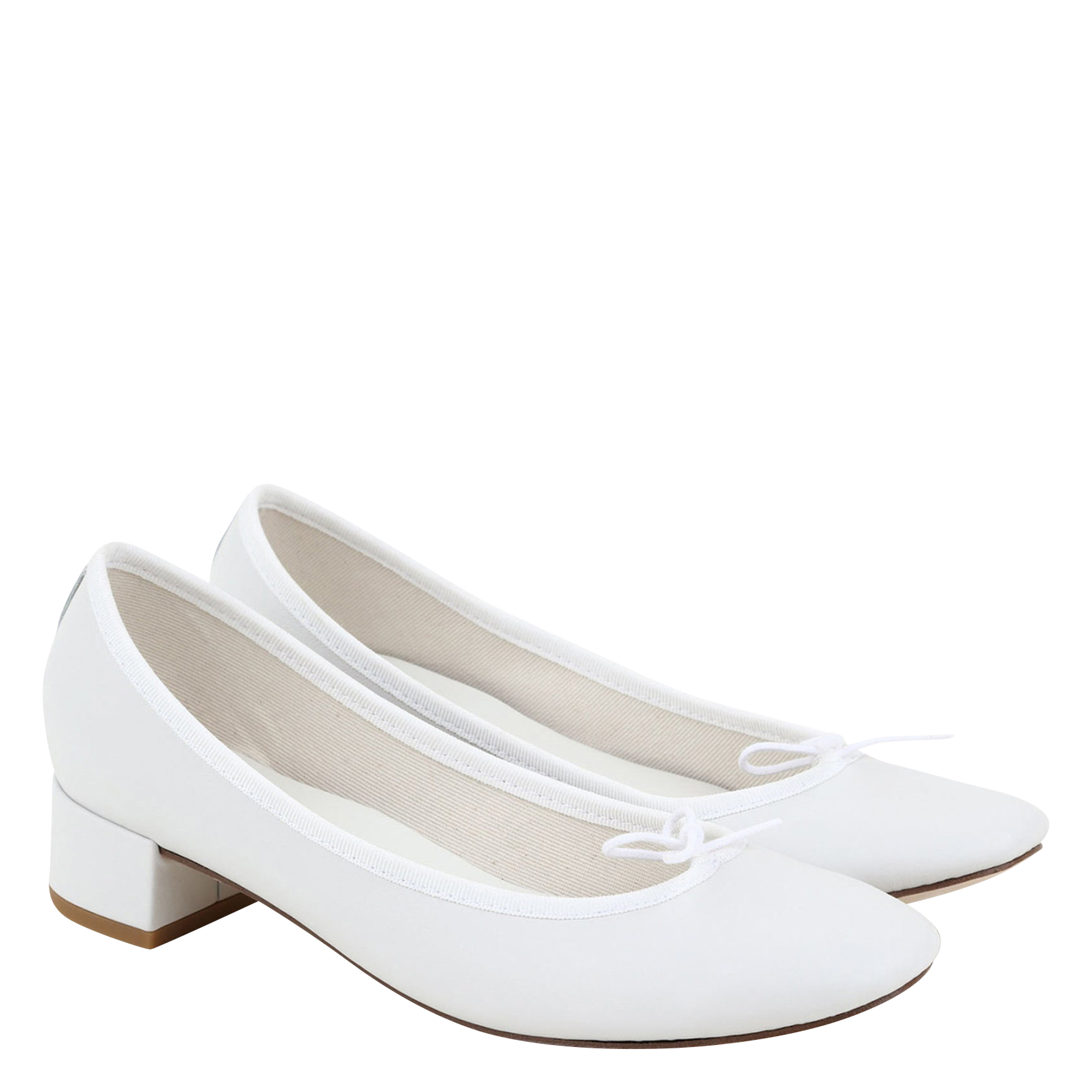 Ballerines à petits talons en cuir REPETTO Blanc