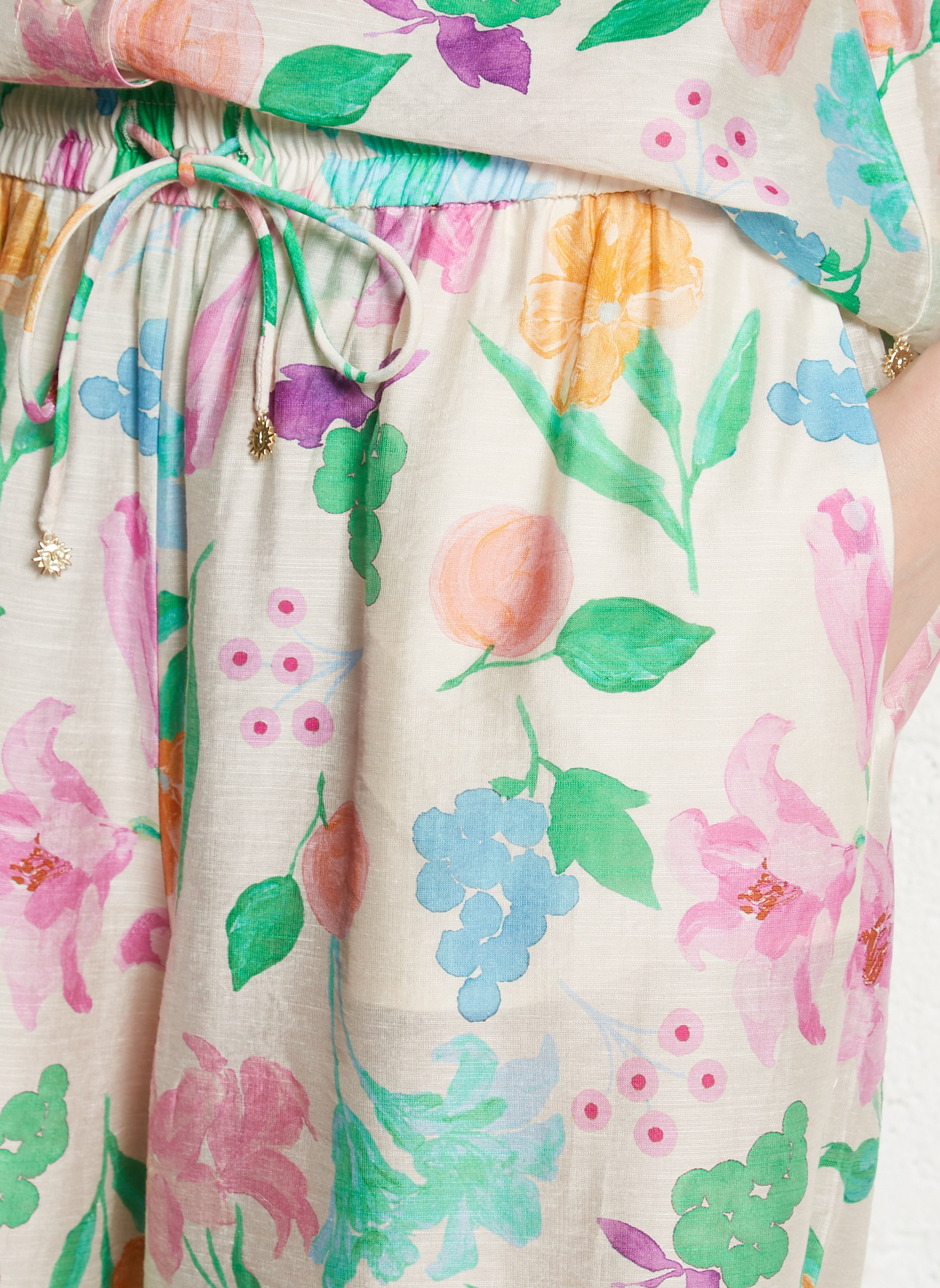 Rechte, soepelvallende broek met bloemenprint  FABIENNE CHAPOT Beige