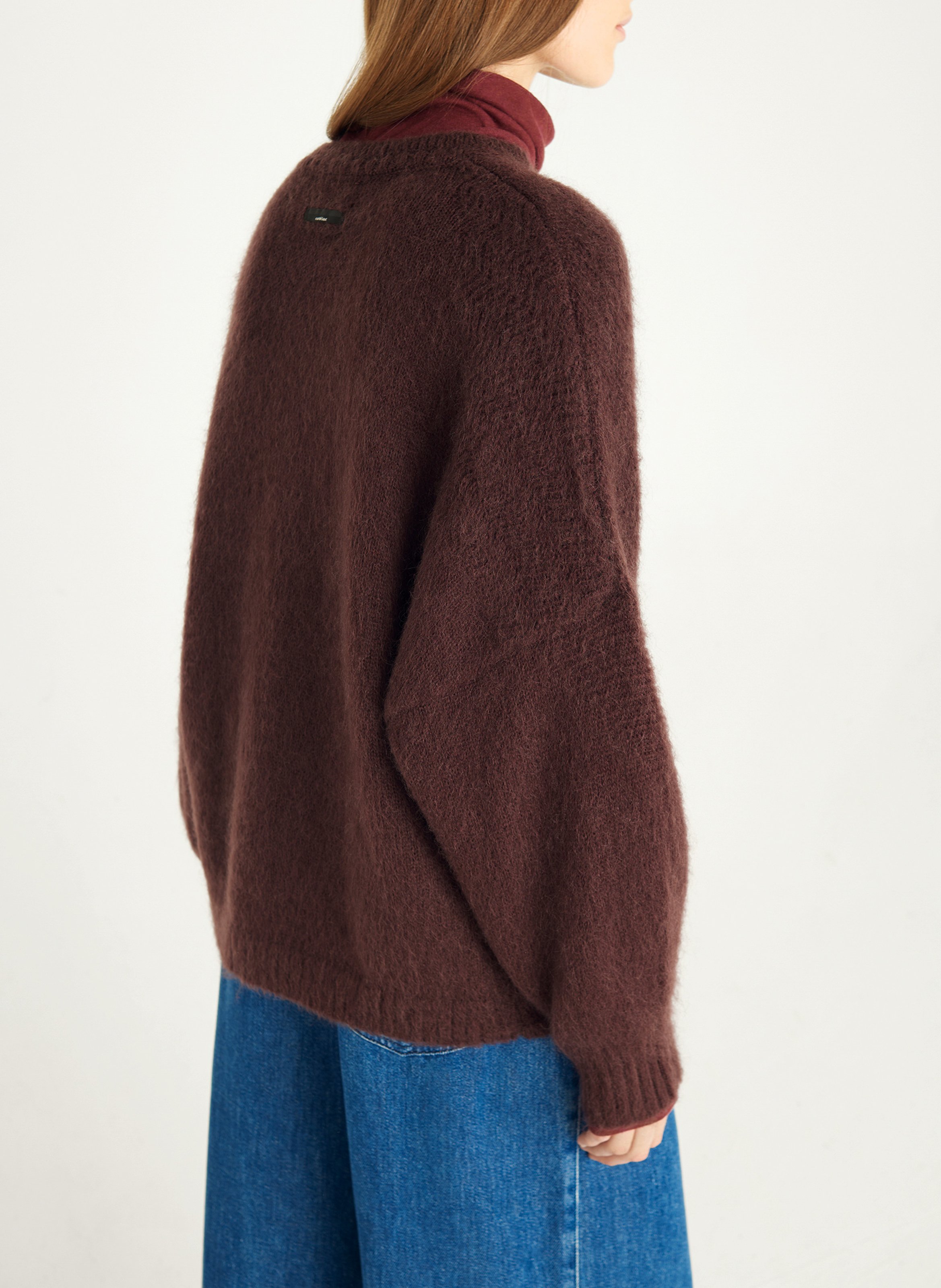 Pull oversize col rond en laine mélangée COTELAC Violet