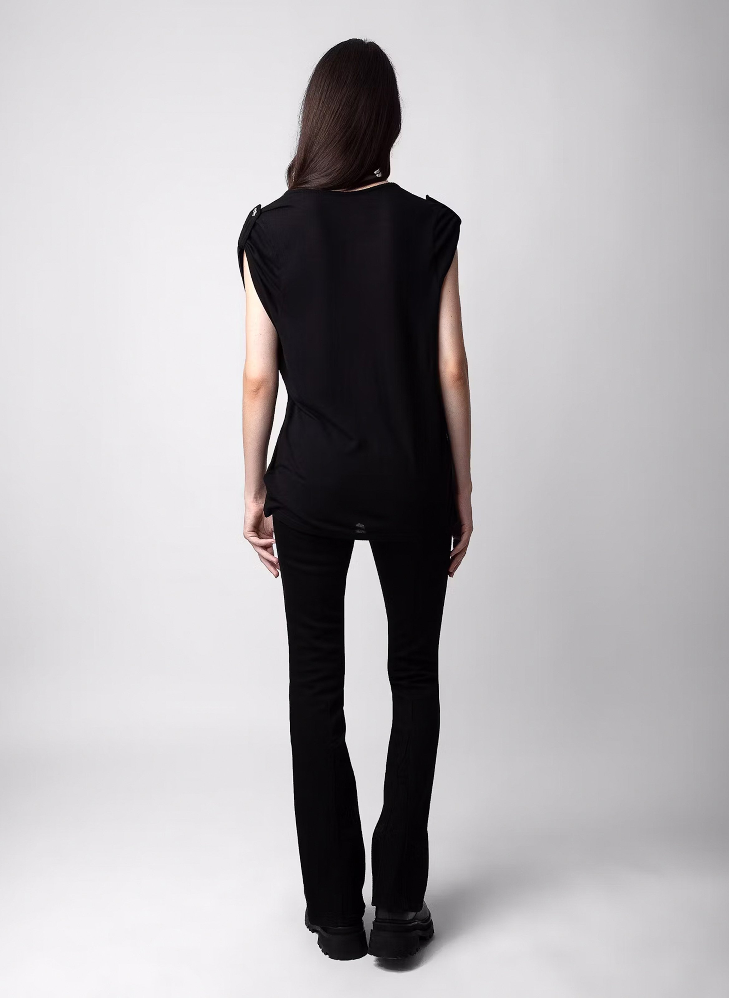 Round-neck decorative buttons T-shirt ZADIG&VOLTAIRE Black