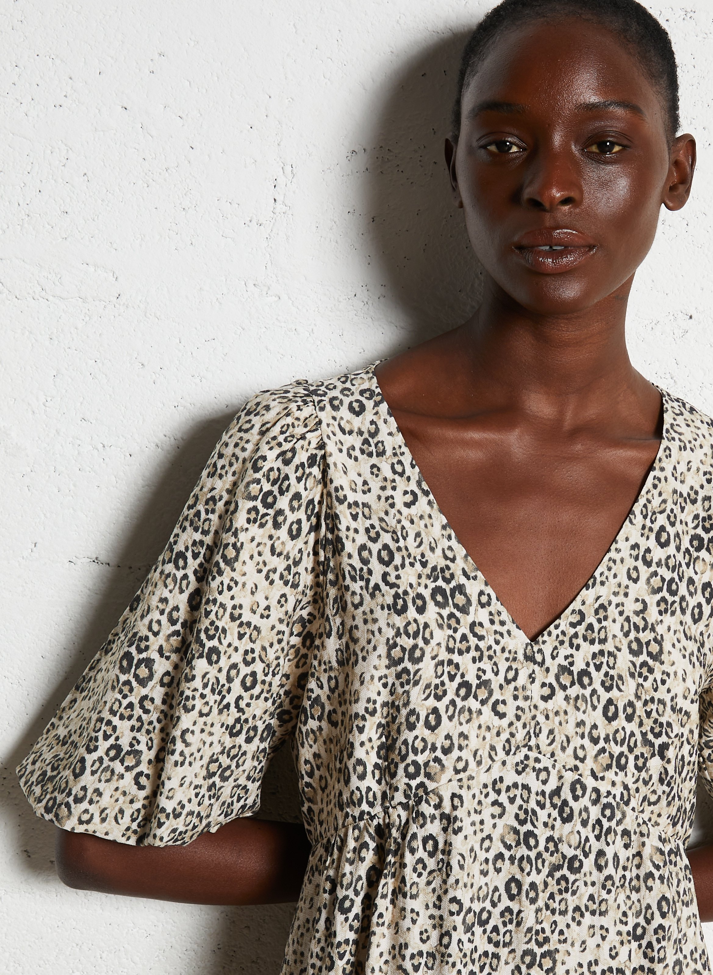 Robe longue col V imprimée MAISON 123 Blanc