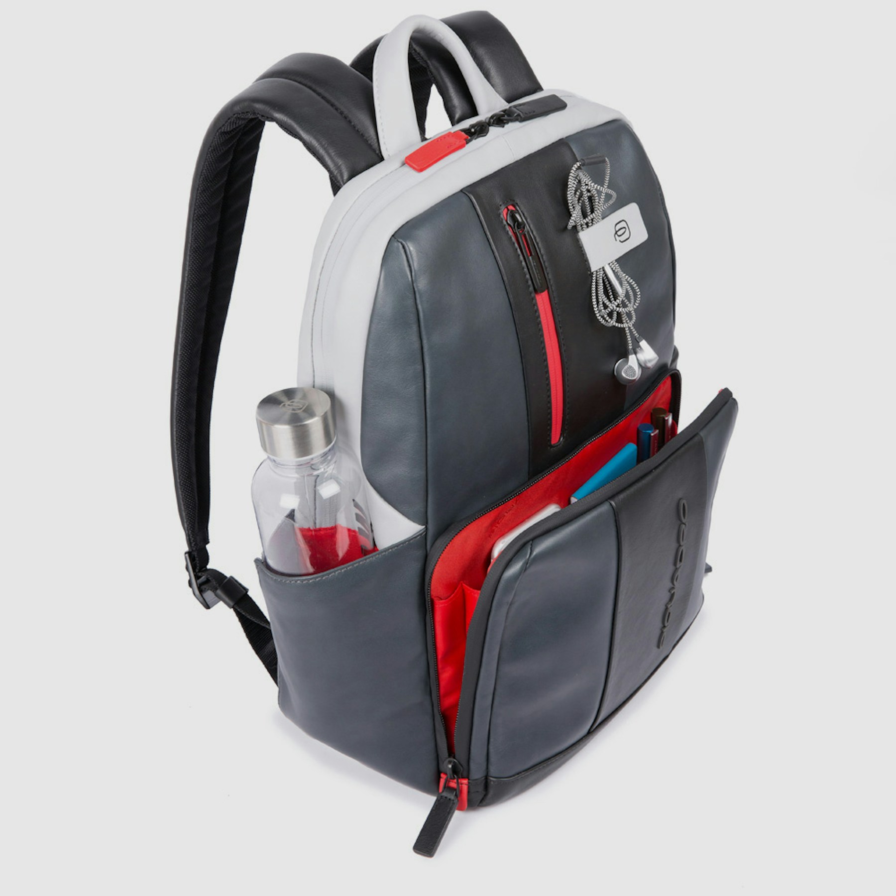 Leather backpack PIQUADRO Grey