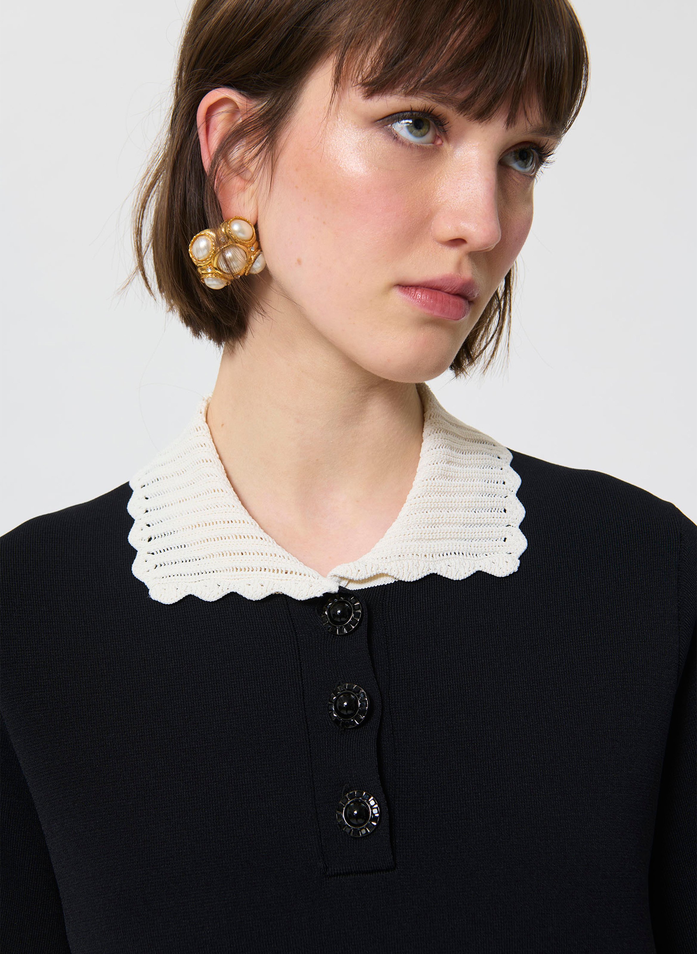 Robe courte col claudine TARA JARMON Noir