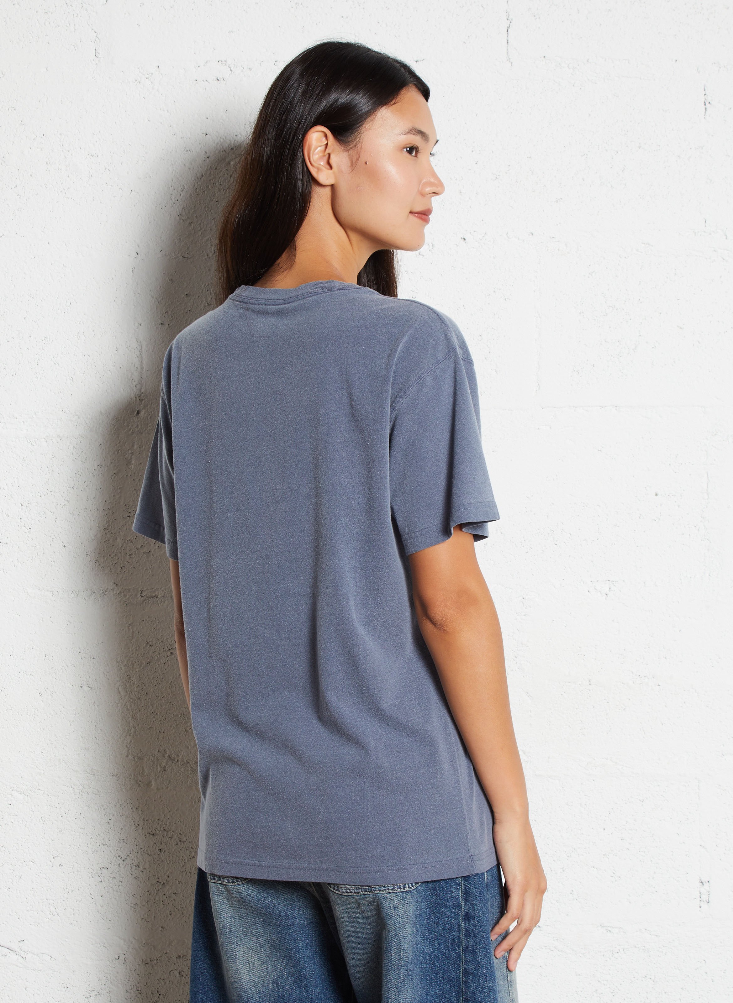 Tee-shirt droit col rond sérigraphié en coton NEWTONE Bleu