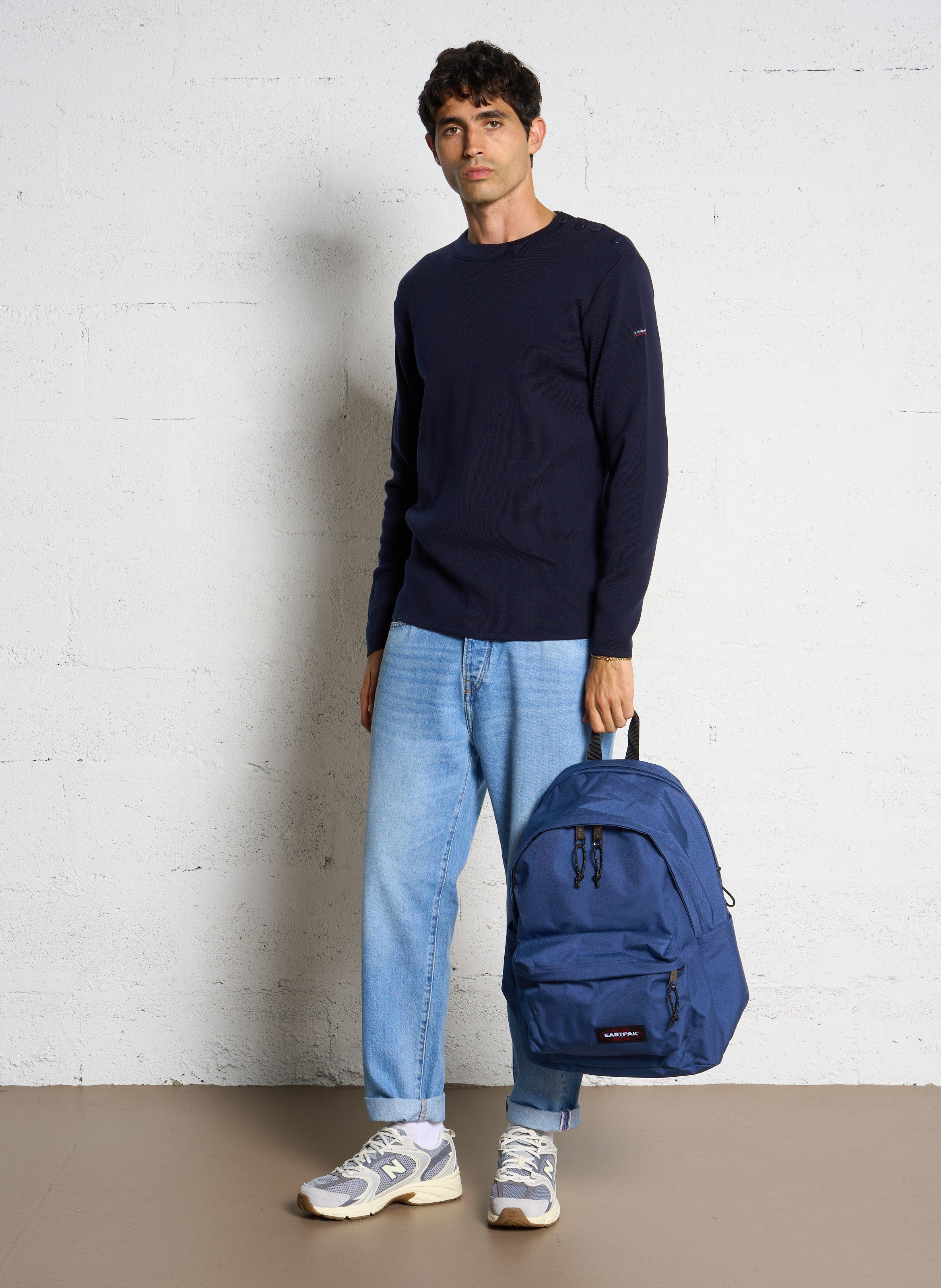 Regular-fit, wollen trui met ronde hals ARMOR LUX Blauw