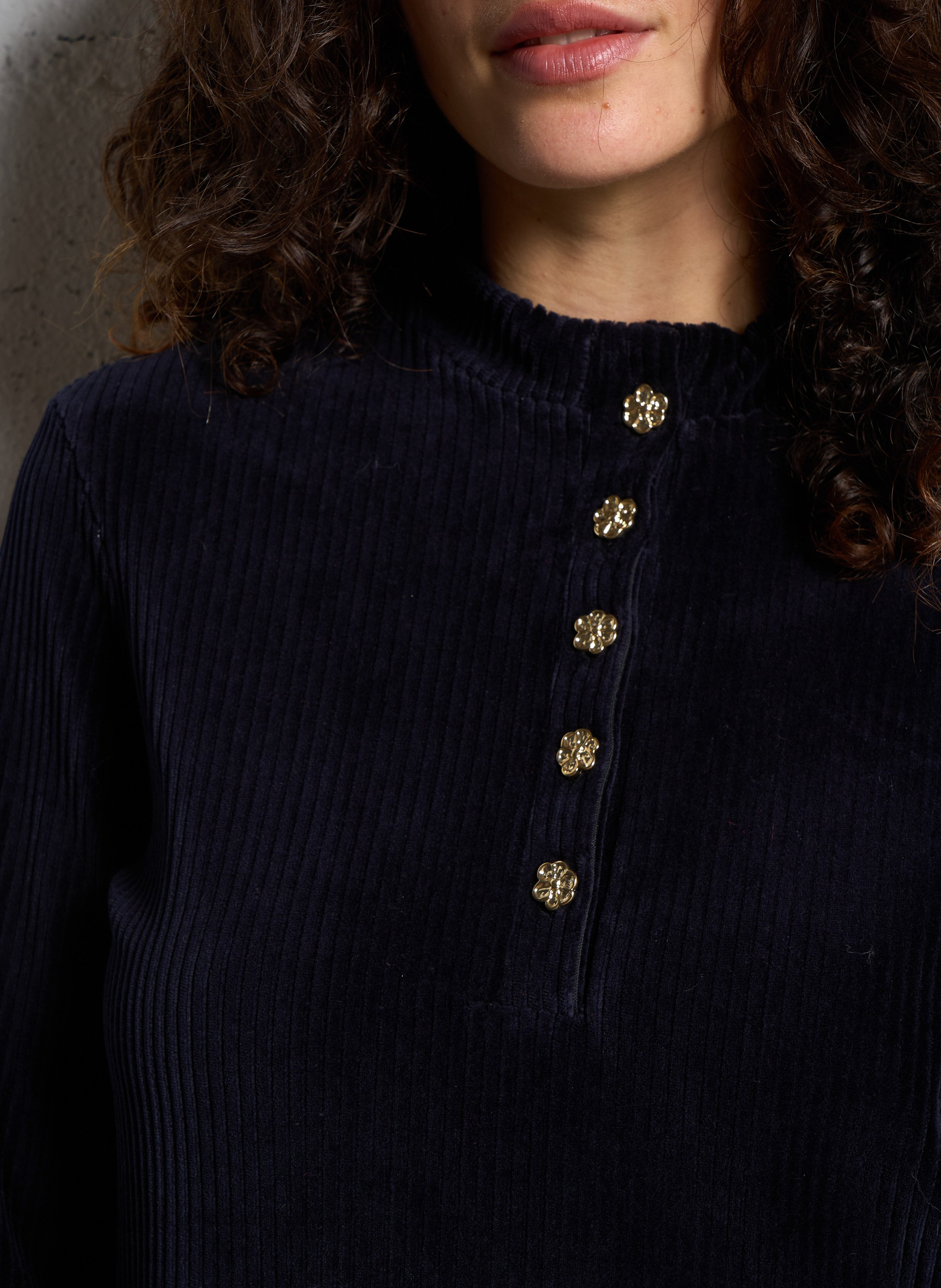 Robe droite côtelée en coton I CODE Bleu