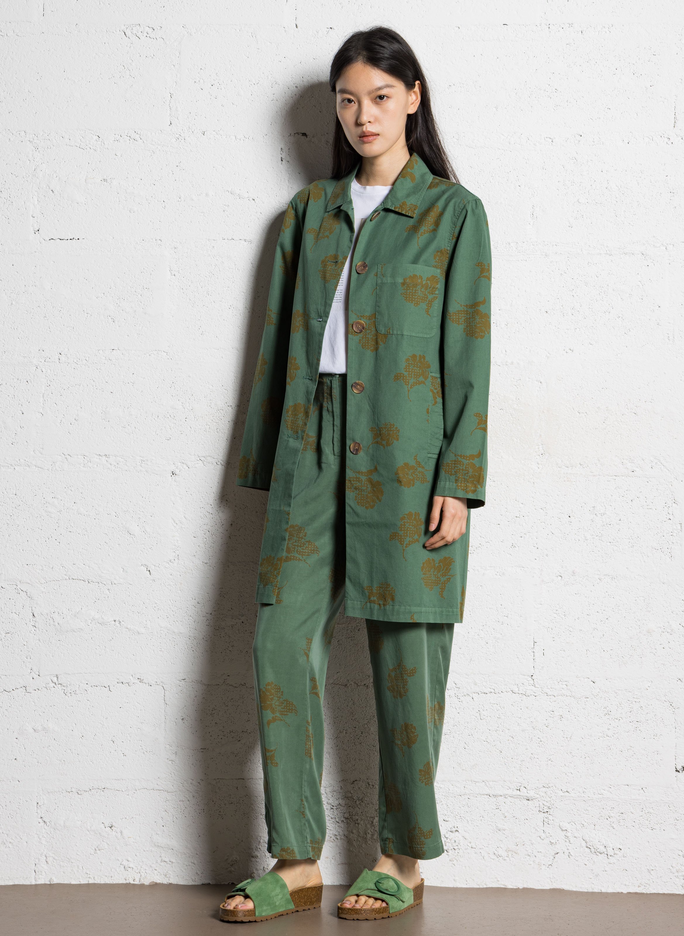 Pantalon droit imprimé NICE THINGS Kaki