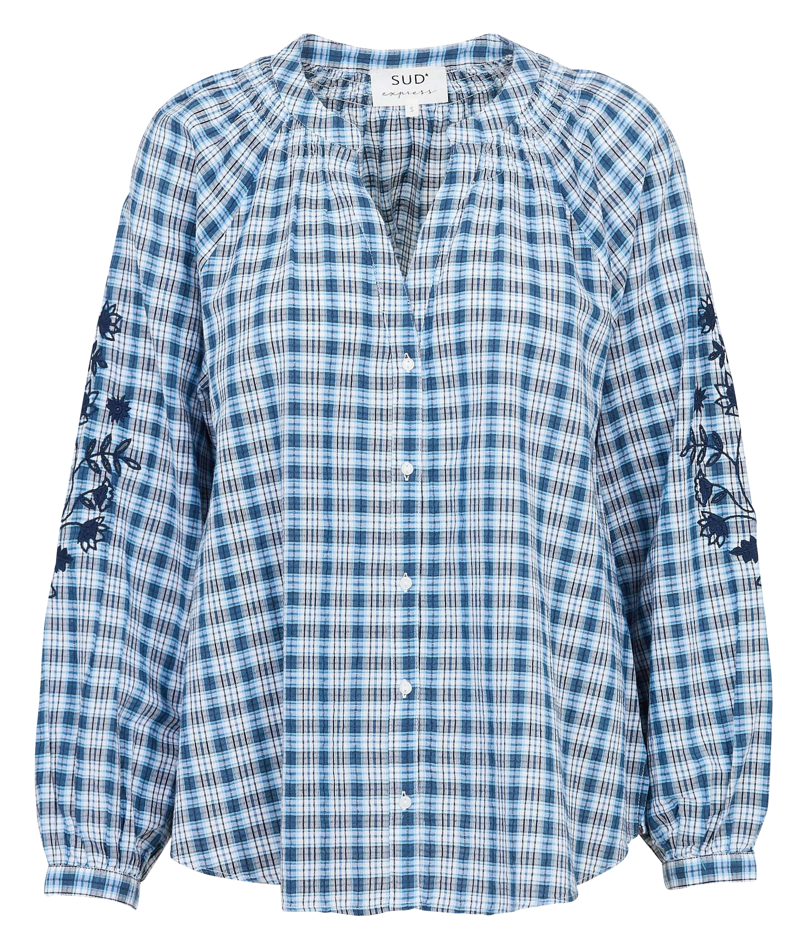 Chemisier ample col tunisien en coton COLIVIE Bleu